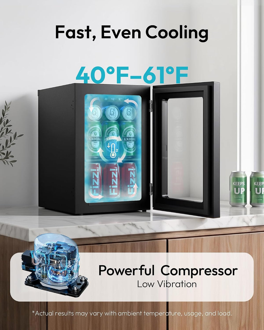 EUHOMY 24 Can Mini Fridge, 18L Beverage Refrigerator with Quiet Compressor Jansha Store