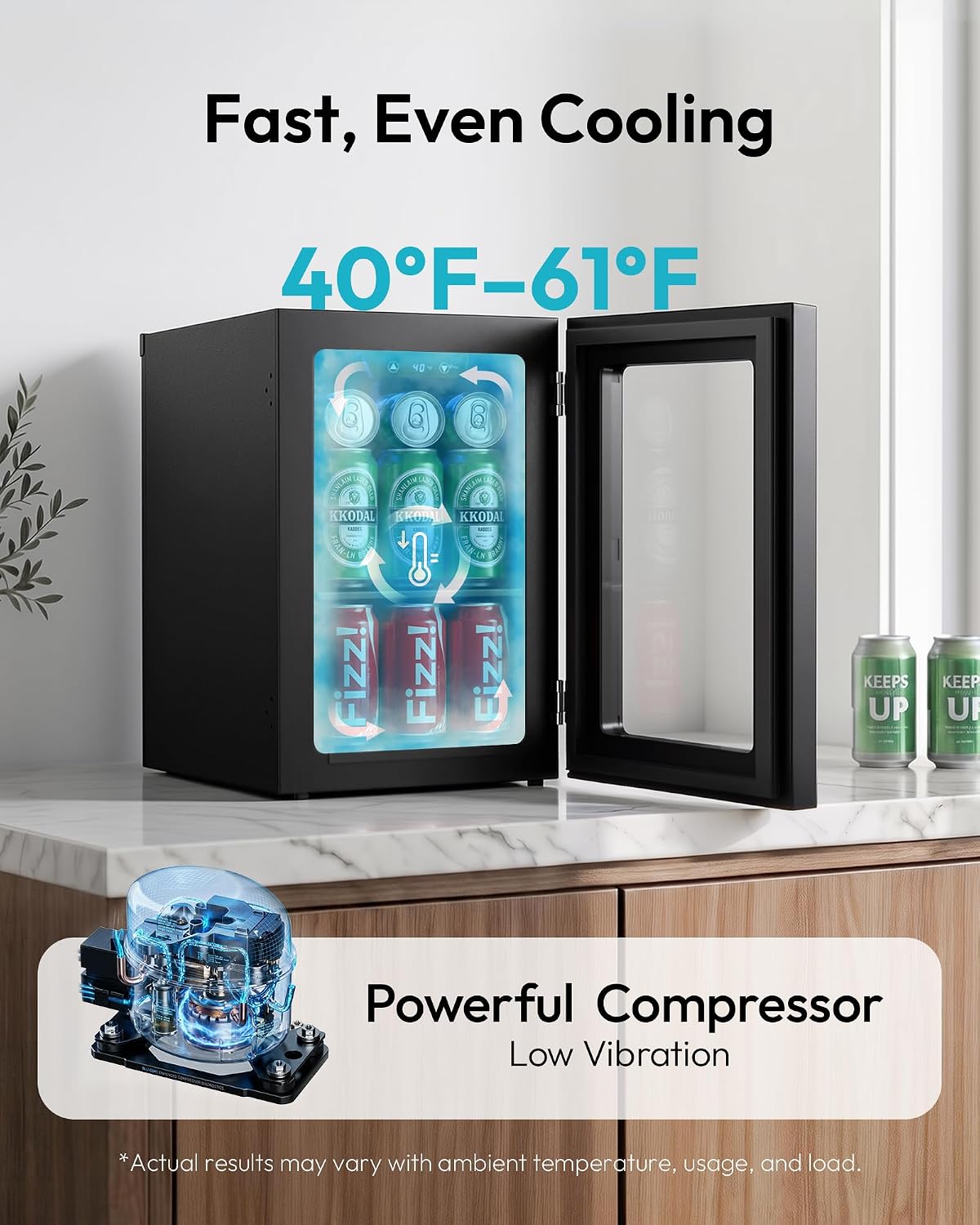 EUHOMY 24 Can Mini Fridge, 18L Beverage Refrigerator with Quiet Compressor Jansha Store