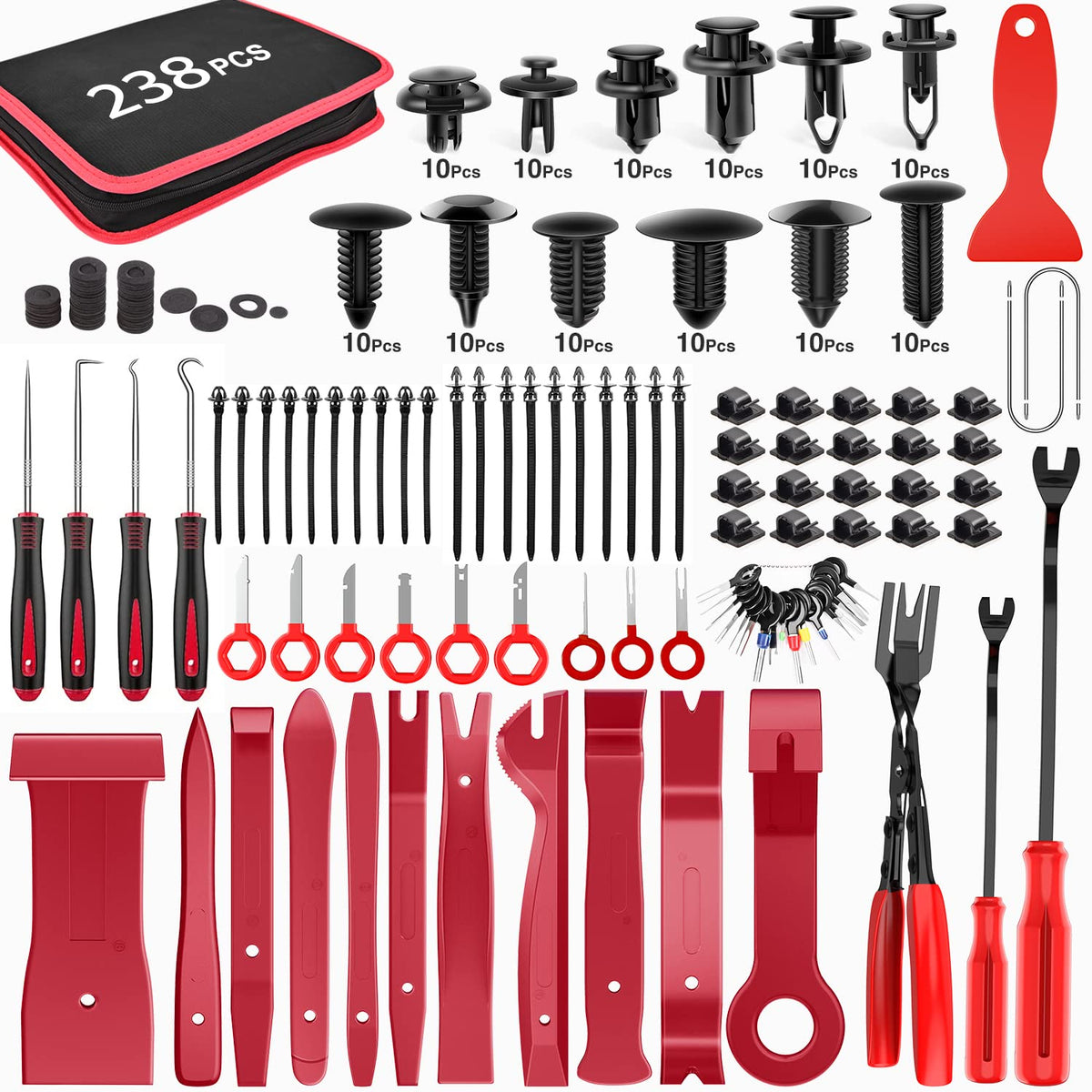 GOOACC 240PCS Bumper Retainer Clips Car Plastic Rivets Fasteners Push Retainer Kit 12 Popular Sizes Auto Push Pin Rivets Set -Door Trim Panel Fender Clips for GM Ford Toyota Honda Chrysler Jansha Store