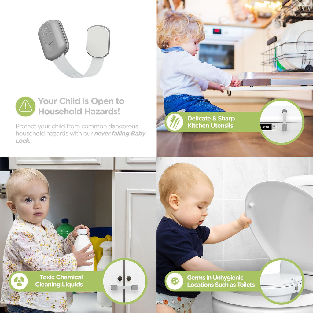 SKYLA HOMES Cabinet Strap Locks for Baby Proofing, 2 Pack, Gray Jansha Store
