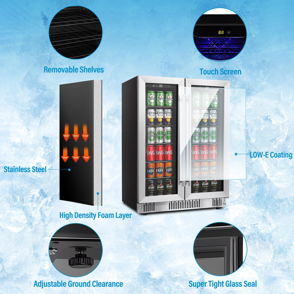 Erivess 24 Can Mini Fridge, 0.6 Cu.ft Beverage Refrigerator Cooler, Black Jansha Store