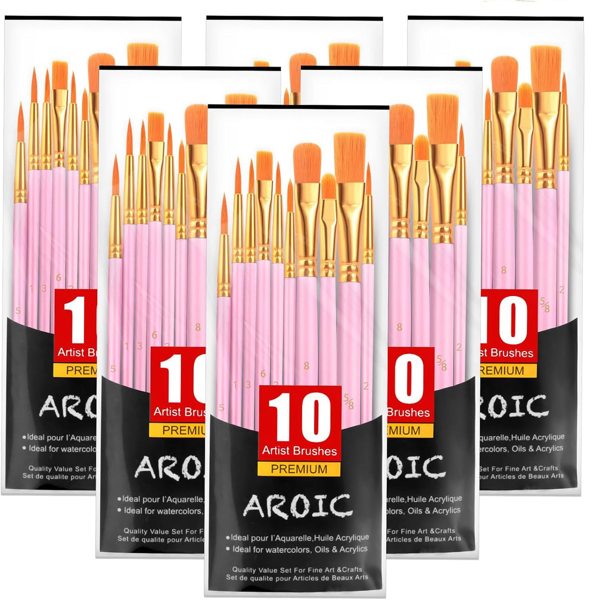 AROIC 10 Pcs Paint Brushes, Acrylic Oil Watercolor Painting Brush Set Jansha Store