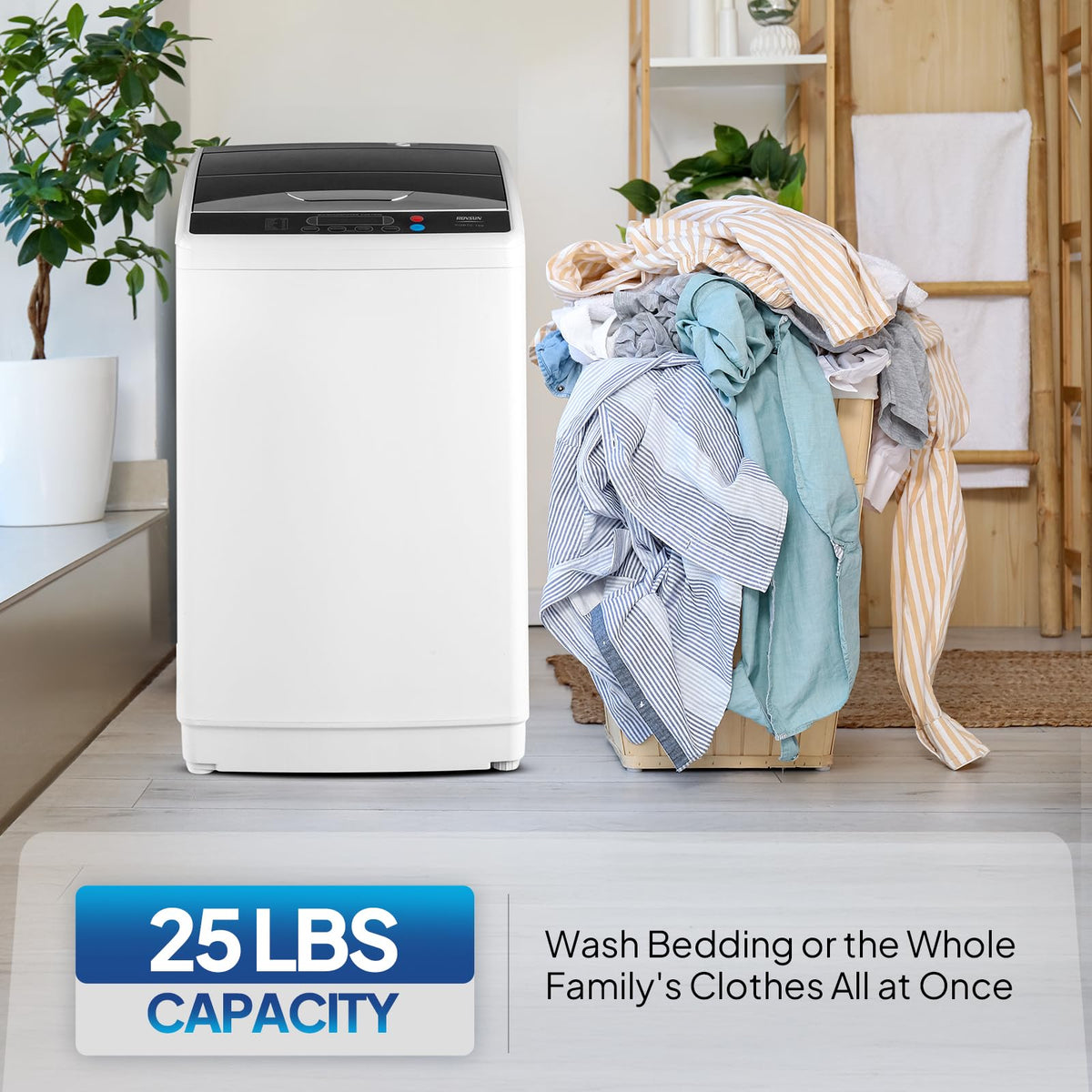 ROVSUN 30LBS Washing Machine, Full-Automatic Portable Washer with Stainless Steel Drum, Electric Laundry Machine, Washer and Spin Dryer Combo with Drain Pump for Home, Apartment Jansha Store