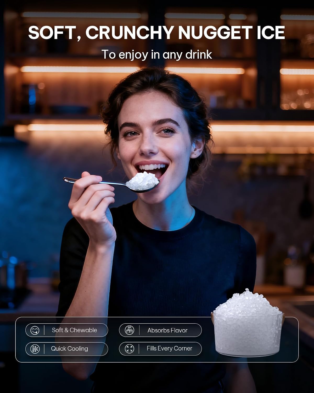 Silonn Nugget Ice Maker, Smart Countertop Ice Machine with APP & Voice Control, Self-Cleaning, 44lbs/24H Soft Chewable Sonic Ice, 3L Tank, for Home Kitchen & Party Jansha Store