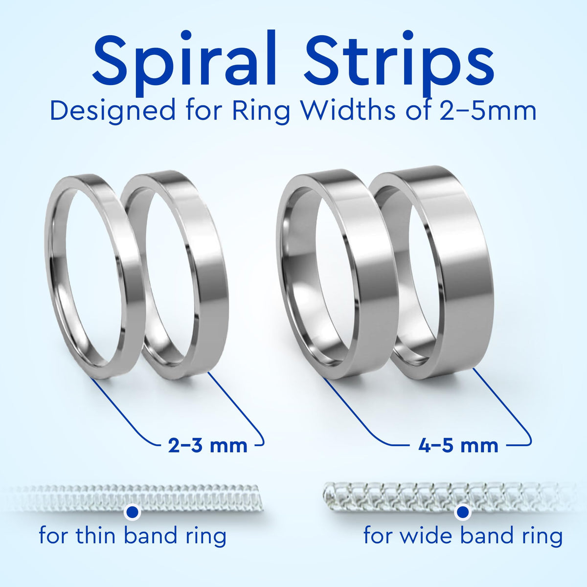 Ring Sizers for Loose Rings – Clip Ring Adjusters in 8 Sizes, Fits Flat Bands Up to 8 mm, Invisible Ring Guards for Women & Men Jansha Store