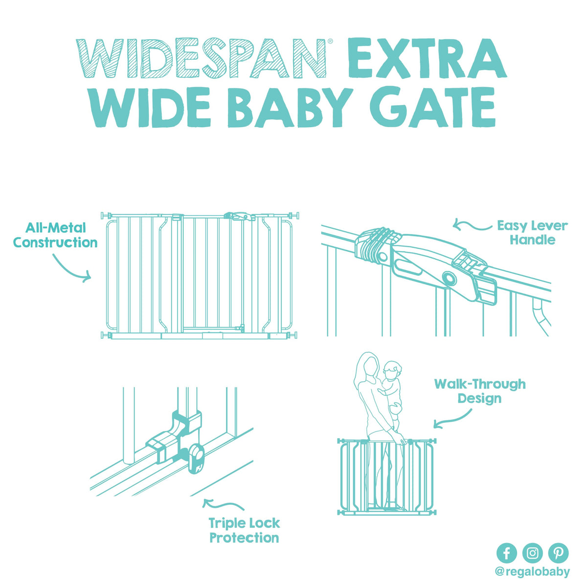 Regalo Safety 29"-38.5" Easy Step Baby Gate, Bottom of Stairs & Doorways Jansha Store