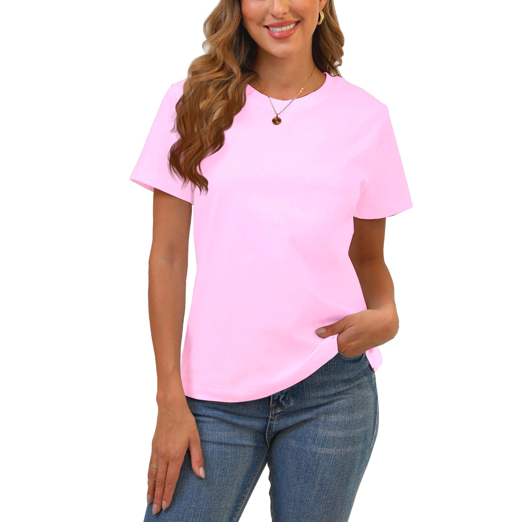 BJY Cotton Basic T Shirts for Women,Crew Neck Short Sleeve Summer Shirts(2XS-3XL, 20+ Color) Jansha Store