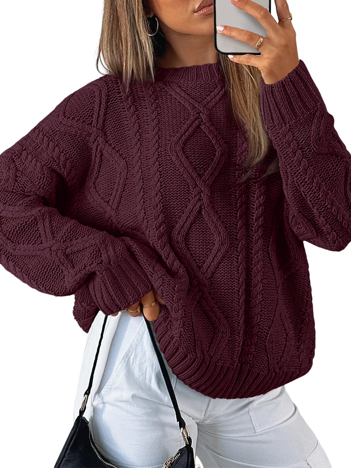 Trendy Queen Women's Oversized Cable Knit Sweaters 2026 Fall Outfits Jansha Store