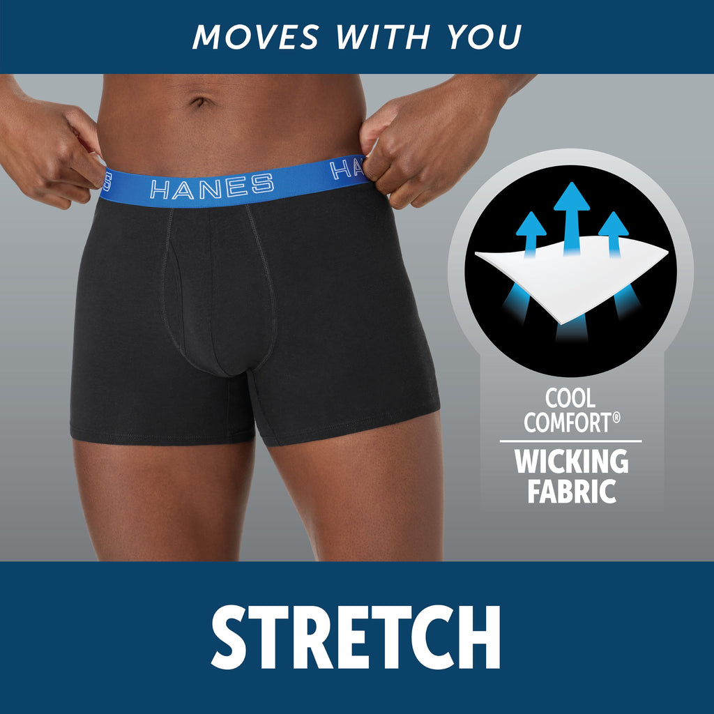 Hanes Men's Boxer Brief Underwear Pack, Stretch Cotton Boxer Briefs for Men, Moisture-wicking, 6-pack Jansha Store