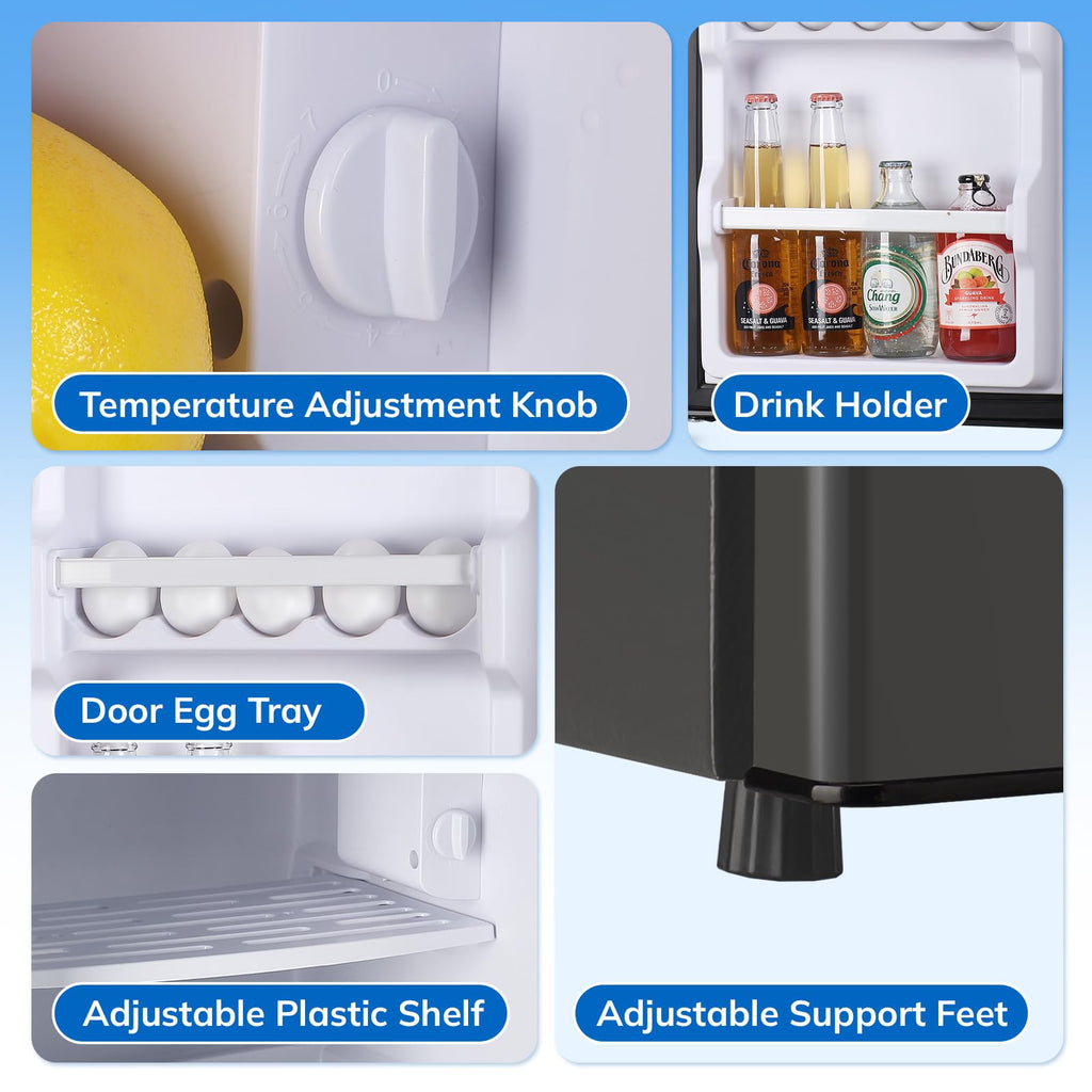 DEMULLER 2.4 Cu.Ft Small Refrigerator with Freezer Mini Fridge Removable Plastic Shelves Ideal for Apartment,Dormitory Black Jansha Store