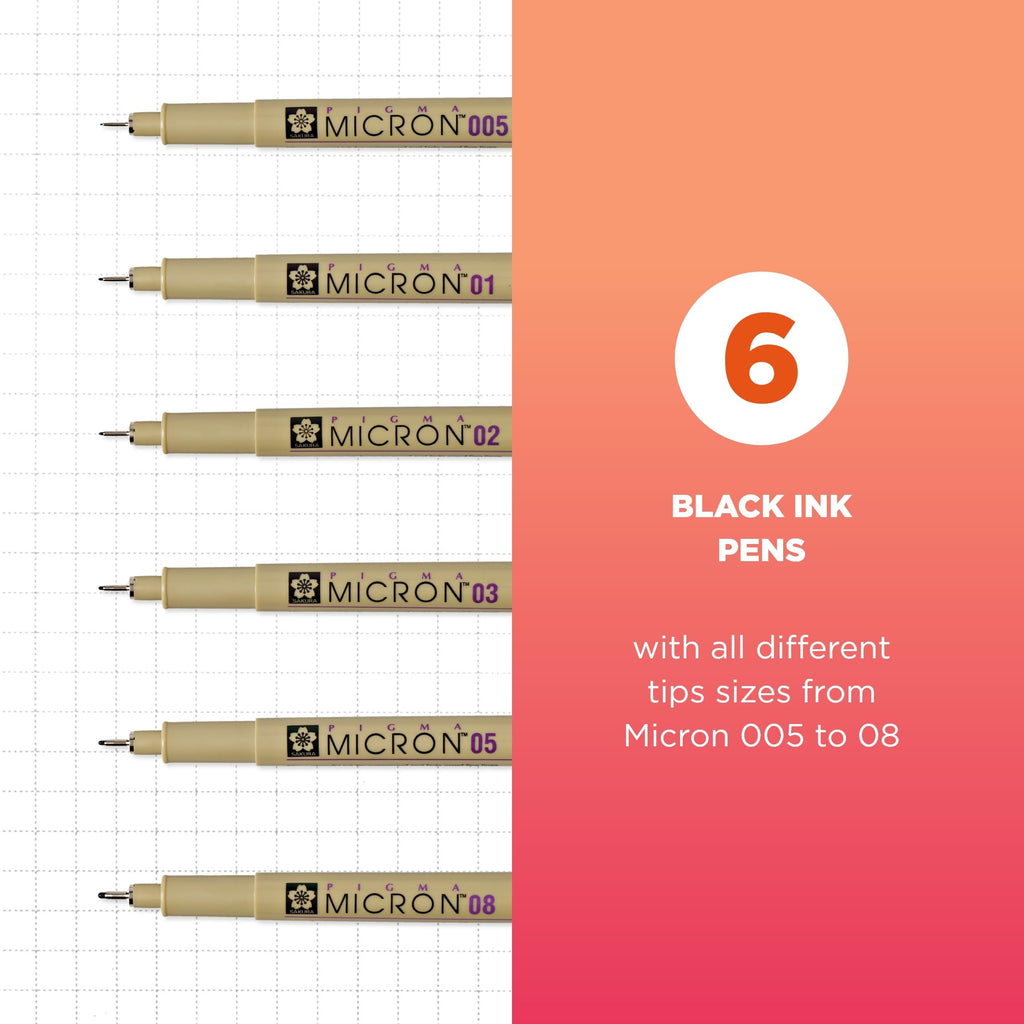 Sakura Pigma Micron Fineliner Pens, Black, Classroom Set, 72 Pack Jansha Store