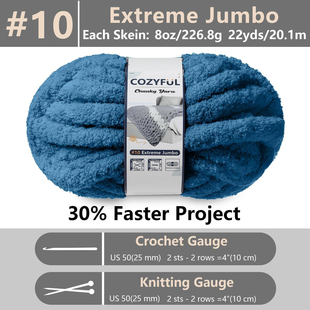 Cozyful Chunky Yarn for Hand Knitting - #10 Chunky Chenille Yarn, Jumbo Big Thick Chunky Yarns for Crocheting, Super Bulky Chunky Knit Blanket Yarns, 8 Skein (22 yds 8 oz Each Skein), Soft Sage Green Jansha Store