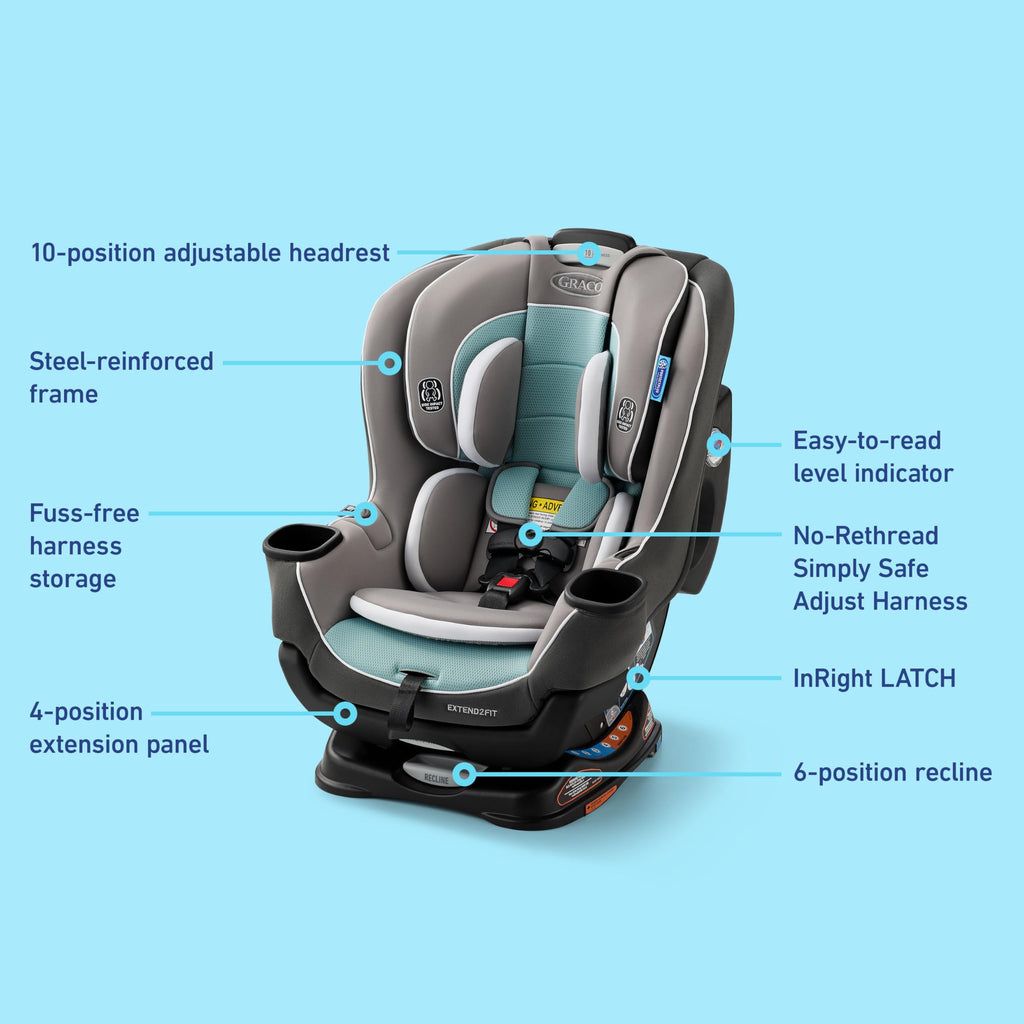 Graco Extend2Fit 2-in-1 Convertible Car Seat, Gotham Jansha Store