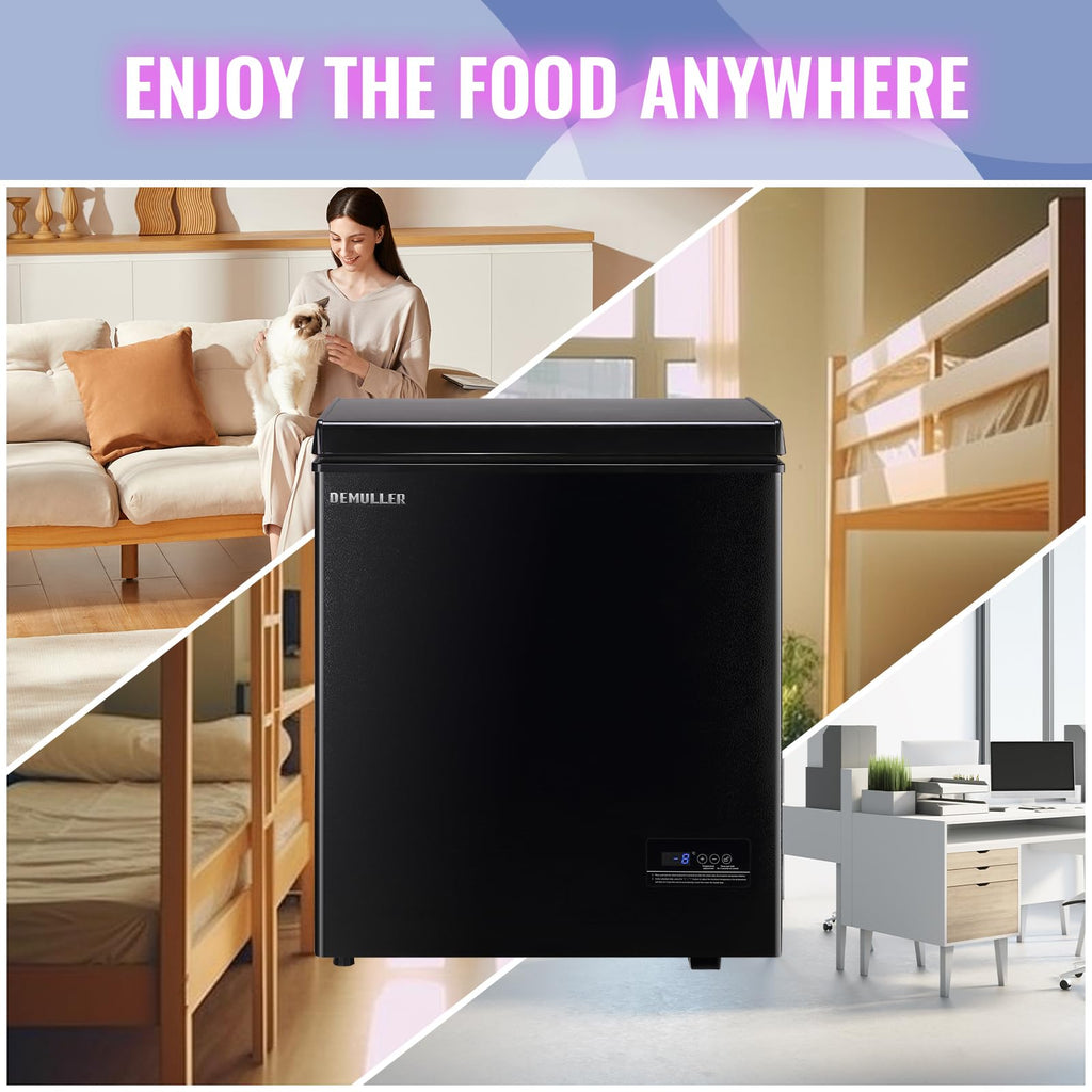 DEMULLER Chest Freezer 5.0Cubic Feet Deep Freezer Freestanding Freezers with 2 Removable Stainless Steel Basket, Mini Freezer Top Open Door Compact Freezer with Electronic Control 41℉ to -15℉BLACK Jansha Store