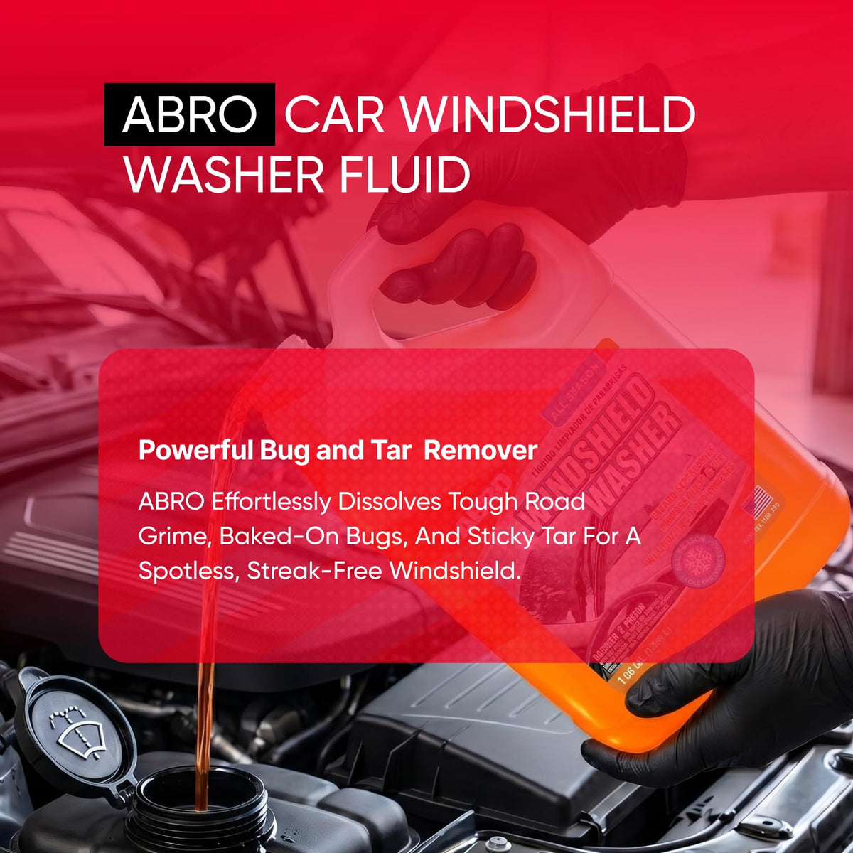 ABRO Windshield Washer Fluid 1 Gallon, Streak-Free Bug Remover, 1 Pack Jansha Store