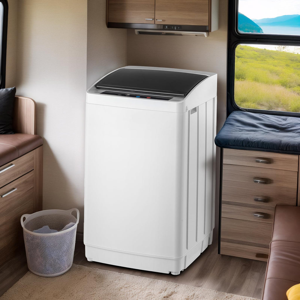 ROVSUN 25LBS Portable Washing Machine, Full-Automatic Electric Laundry Machine with Stainless Steel Drum, Compact Washer and Spin Dryer Combo with Drain Pump for Home, Apartment Jansha Store