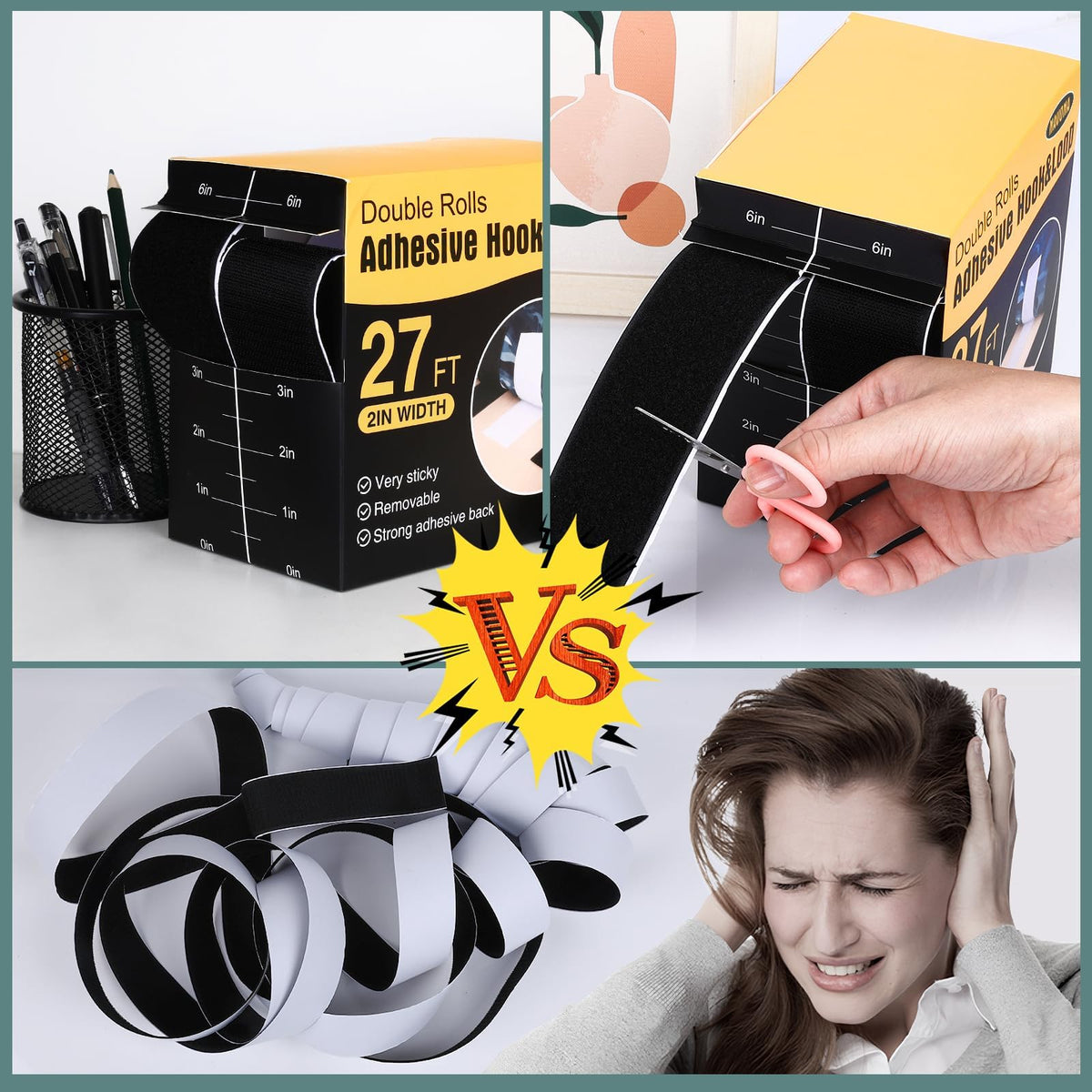 Navona 30Ft x 1 Inch Heavy Duty Hook and Loop Strips with Adhesive, Black Jansha Store