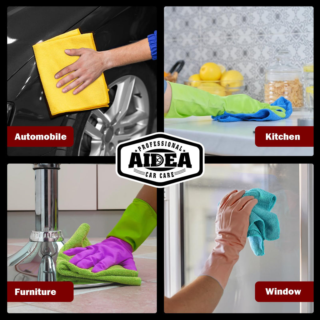 AIDEA Microfiber Cleaning Cloth-50PK, Microfiber Towels for Cars, 12"×12" Jansha Store