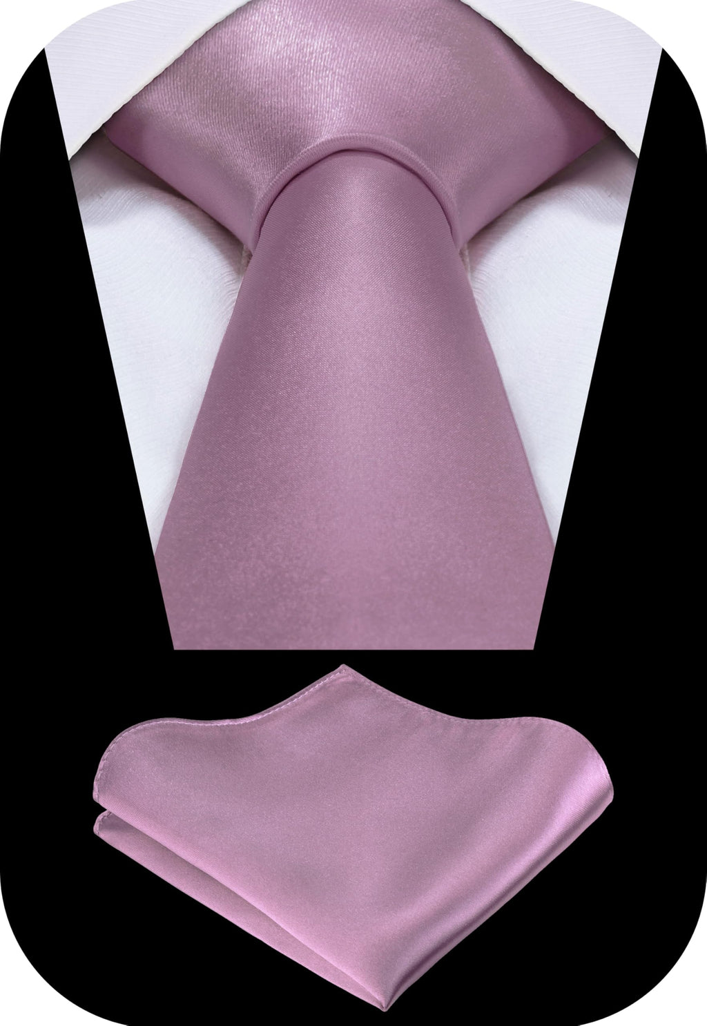 TIE G Solid Satin Woven dyed Color Formal Black Necktie and Pocket Square Sets in Gift Box Jansha Store