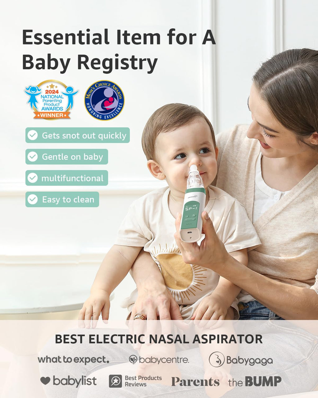 GROWNSY Baby Nasal Aspirator, Electric Nose Sucker, Powerful Suction,Grey Jansha Store