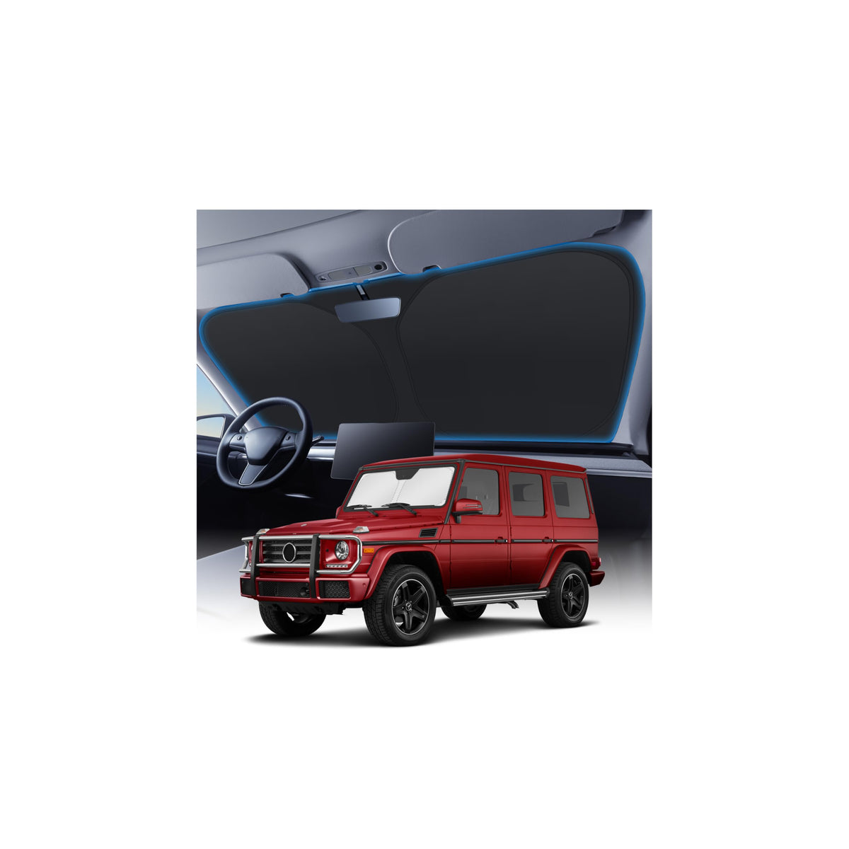 KUST Windshield Sun Shade for 2017-2026 Tesla Model Y/Model 3 Sunshade Accessories (Fit 2025-2026 Model Y Juniper / 2024 Model 3 Highland) Upgraded Foldable Sunshade, Blocks UV Rays Keep Car Cool Jansha Store