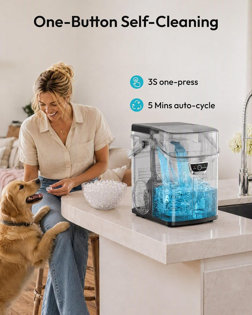 EUHOMY Nugget Ice Maker Countertop with Handle, Max 40lbs Daily Sonic Ice Jansha Store