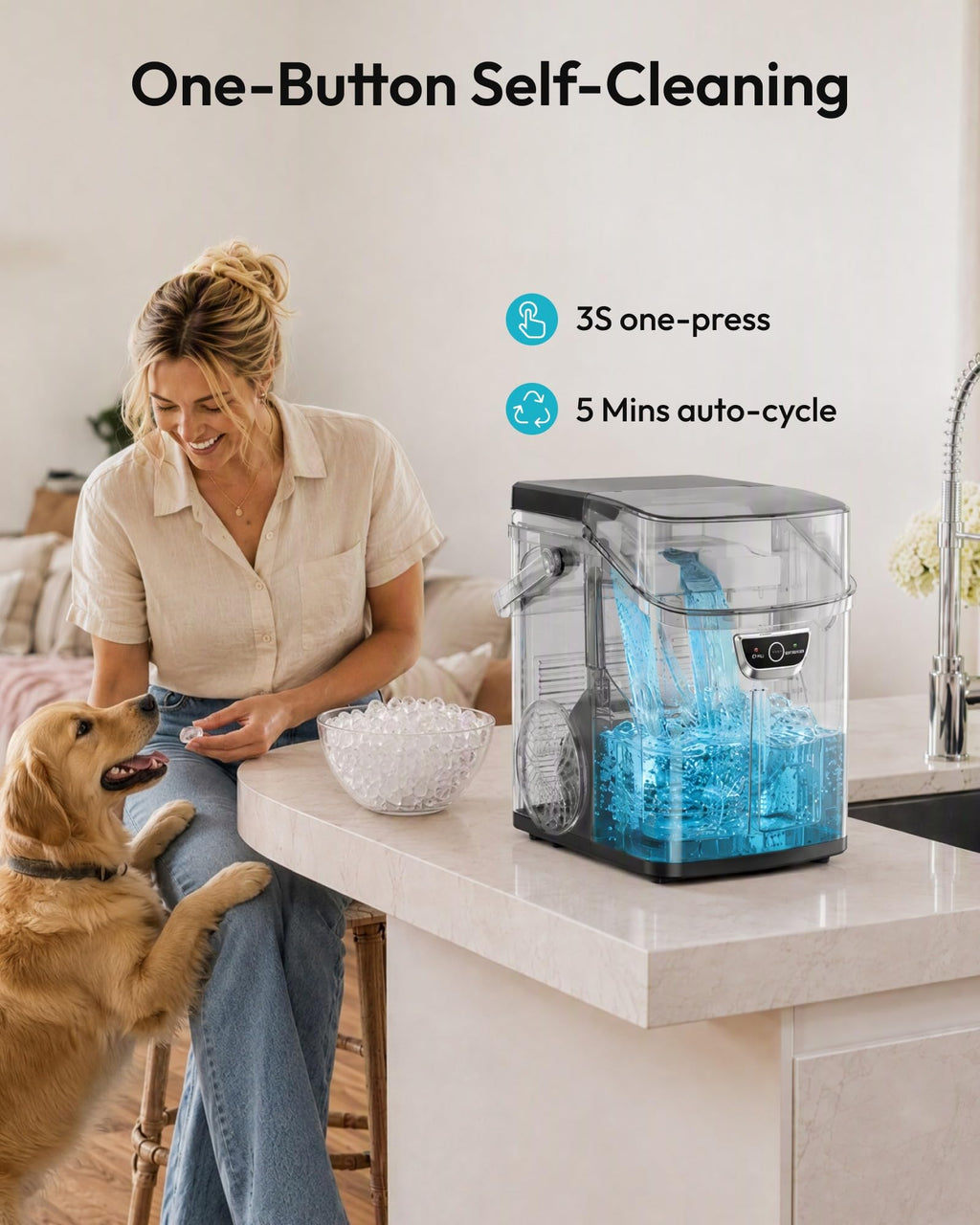 EUHOMY Nugget Ice Maker Countertop with Handle, Max 40lbs Daily Sonic Ice Jansha Store