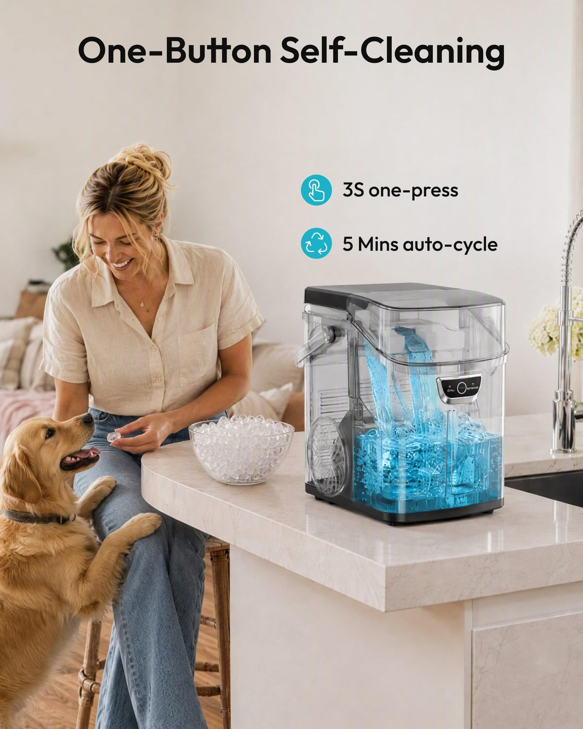 EUHOMY Nugget Ice Maker Countertop with Handle, Max 40lbs Daily Sonic Ice Jansha Store