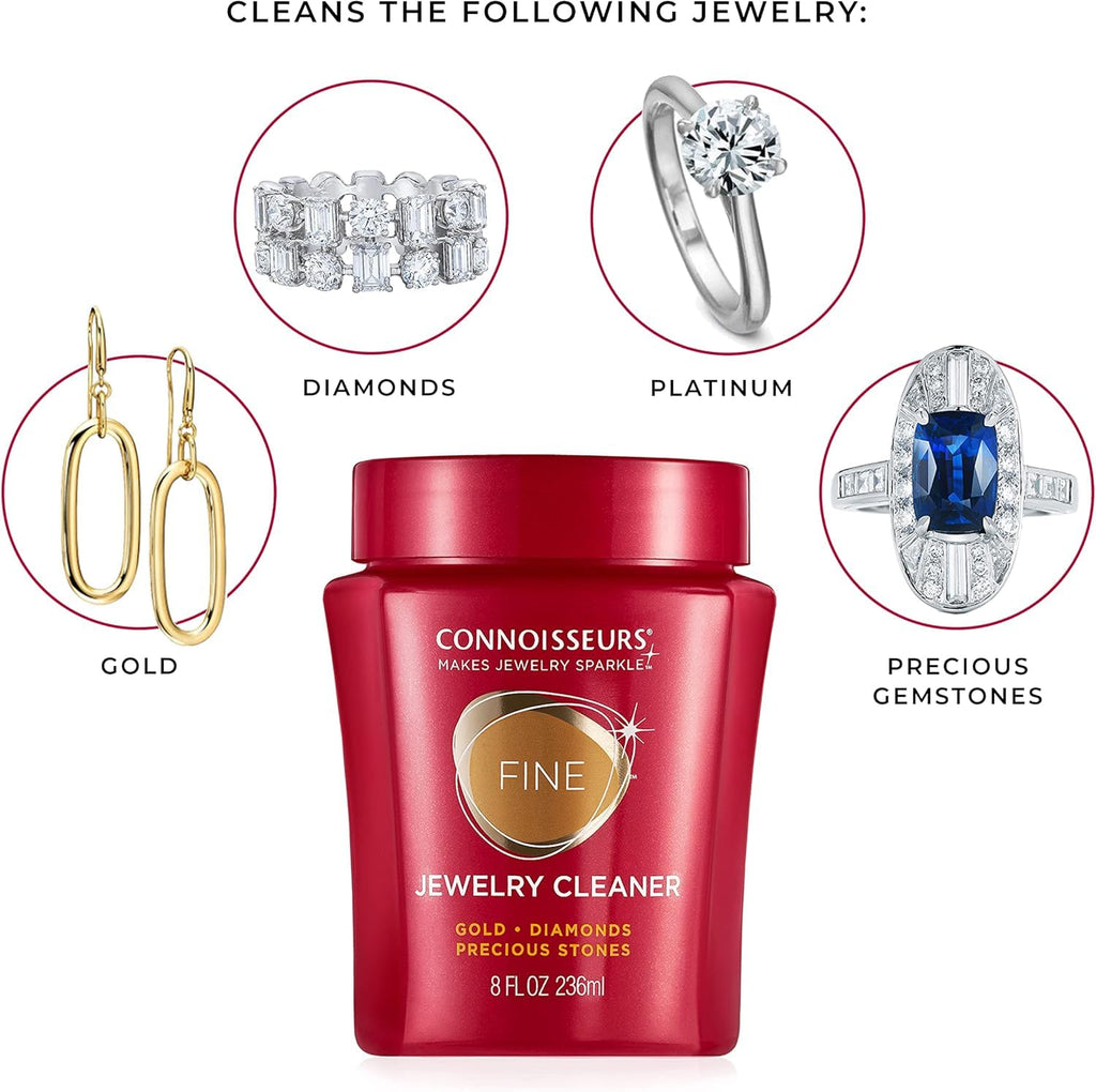 CONNOISSEURS Premium Edition Jewelry Cleaner, Value Size 9.6oz - Pick from Fine, Silver or Delicate Jewelry Cleaner Jansha Store