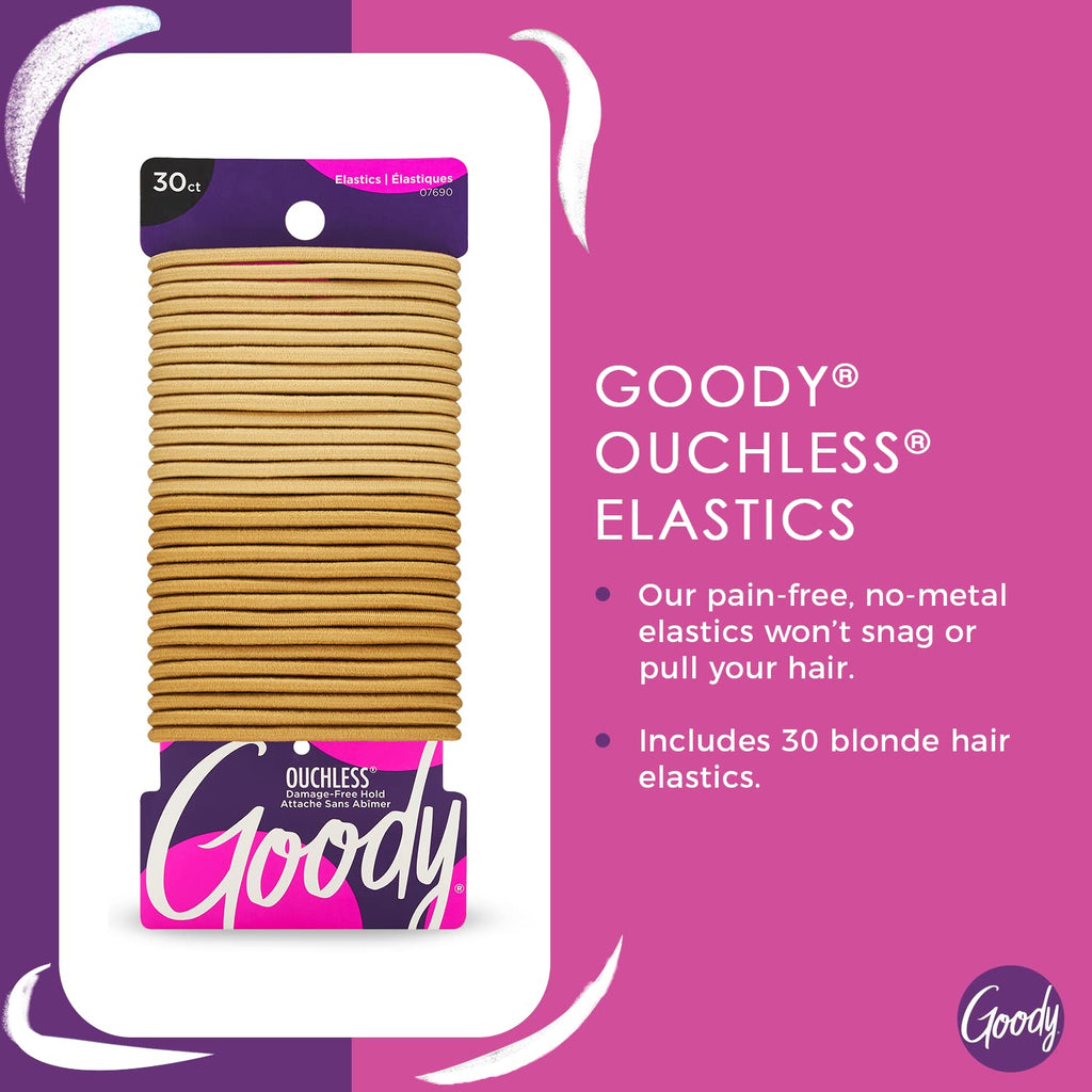 Goody Ouchless Elastic Hair Ties, 30 Ct, Brown, 4MM Rubber Bands, Pain-Free Jansha Store