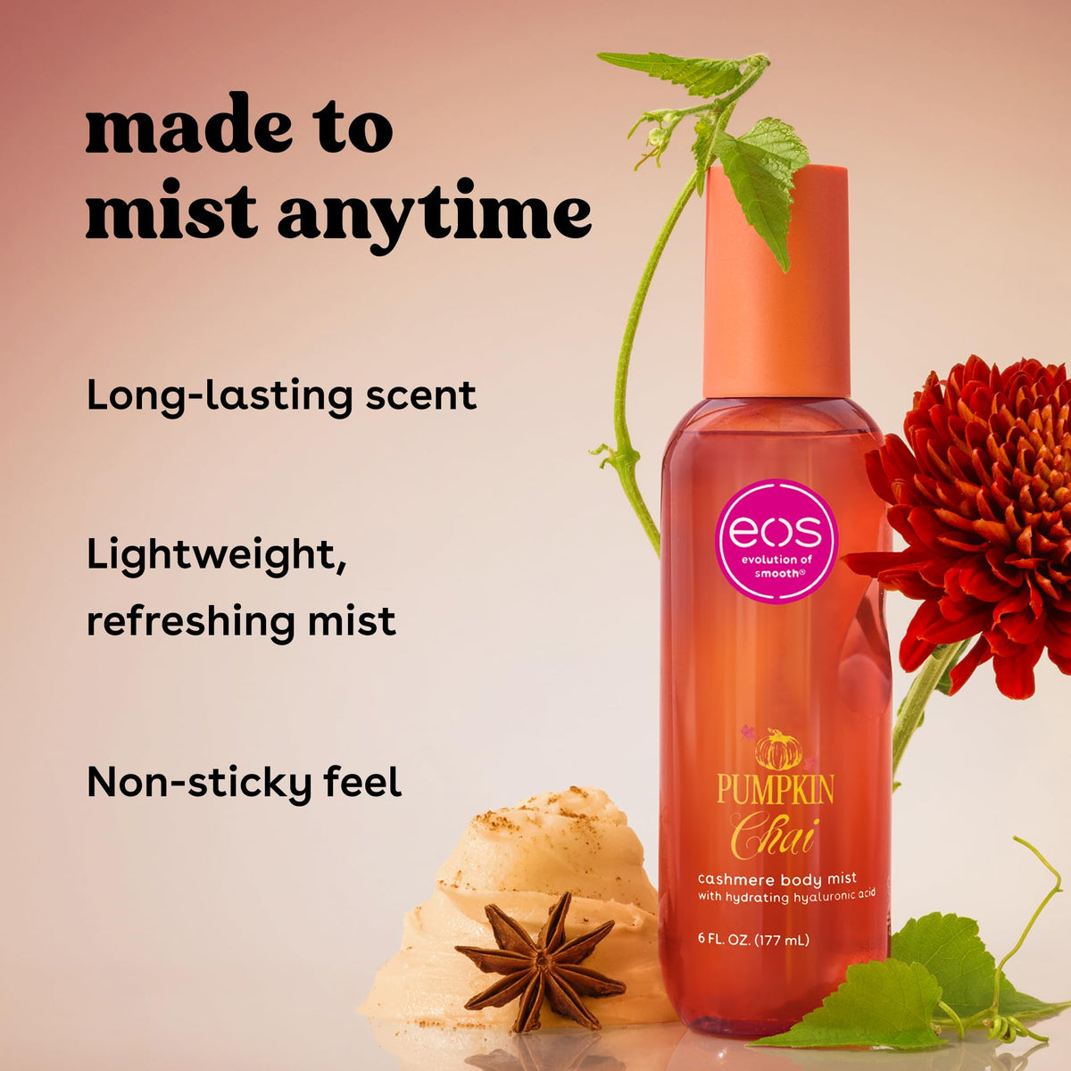 eos Cashmere Body Mist, Toasted Marshmallow, Toasted Vanilla, Sweet Marshmallow, Hair Mist, Body Spray for Women Moisturizing, Hyaluronic Acid, Vanilla Body Spray, Vegan, Cruelty-free, 6 fl oz Jansha Store