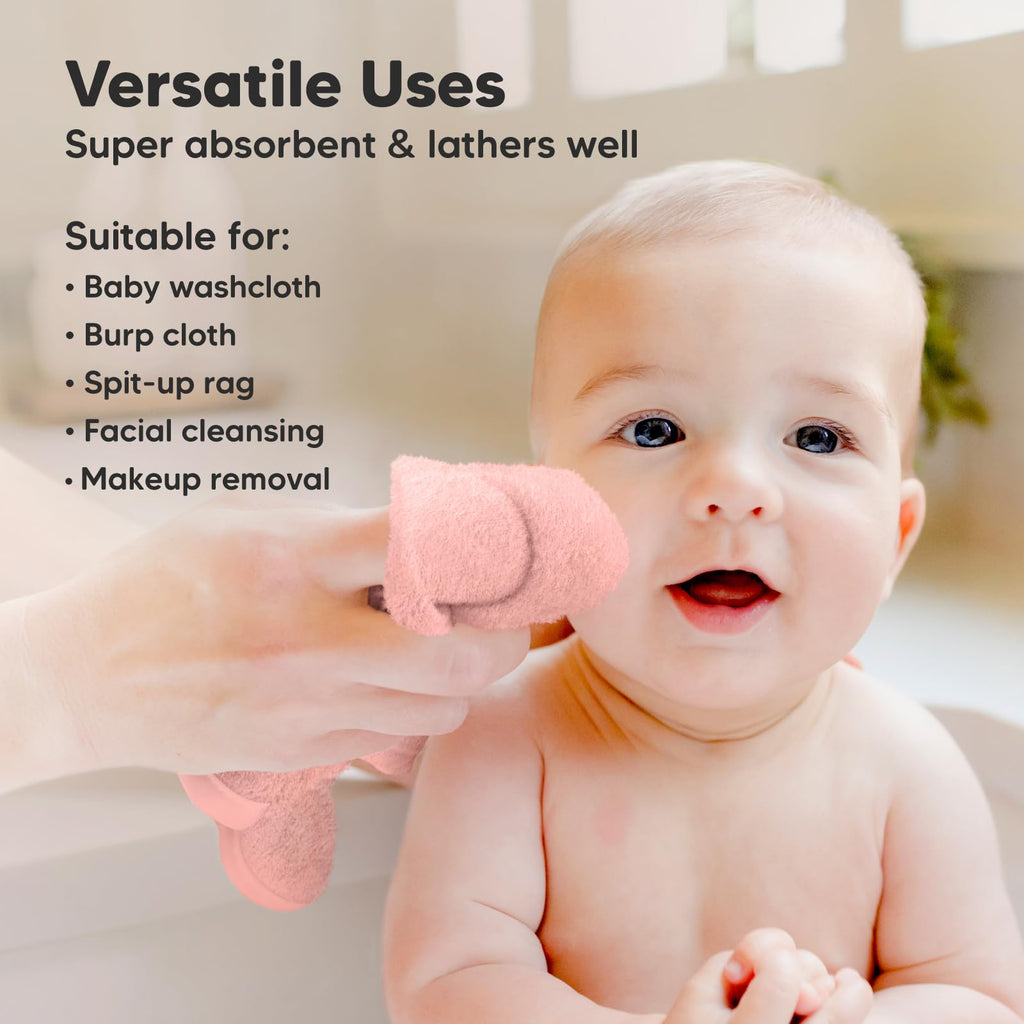6-Pack Baby Washcloths, Soft Absorbent Washcloths for Face, Body (Rosy) Jansha Store