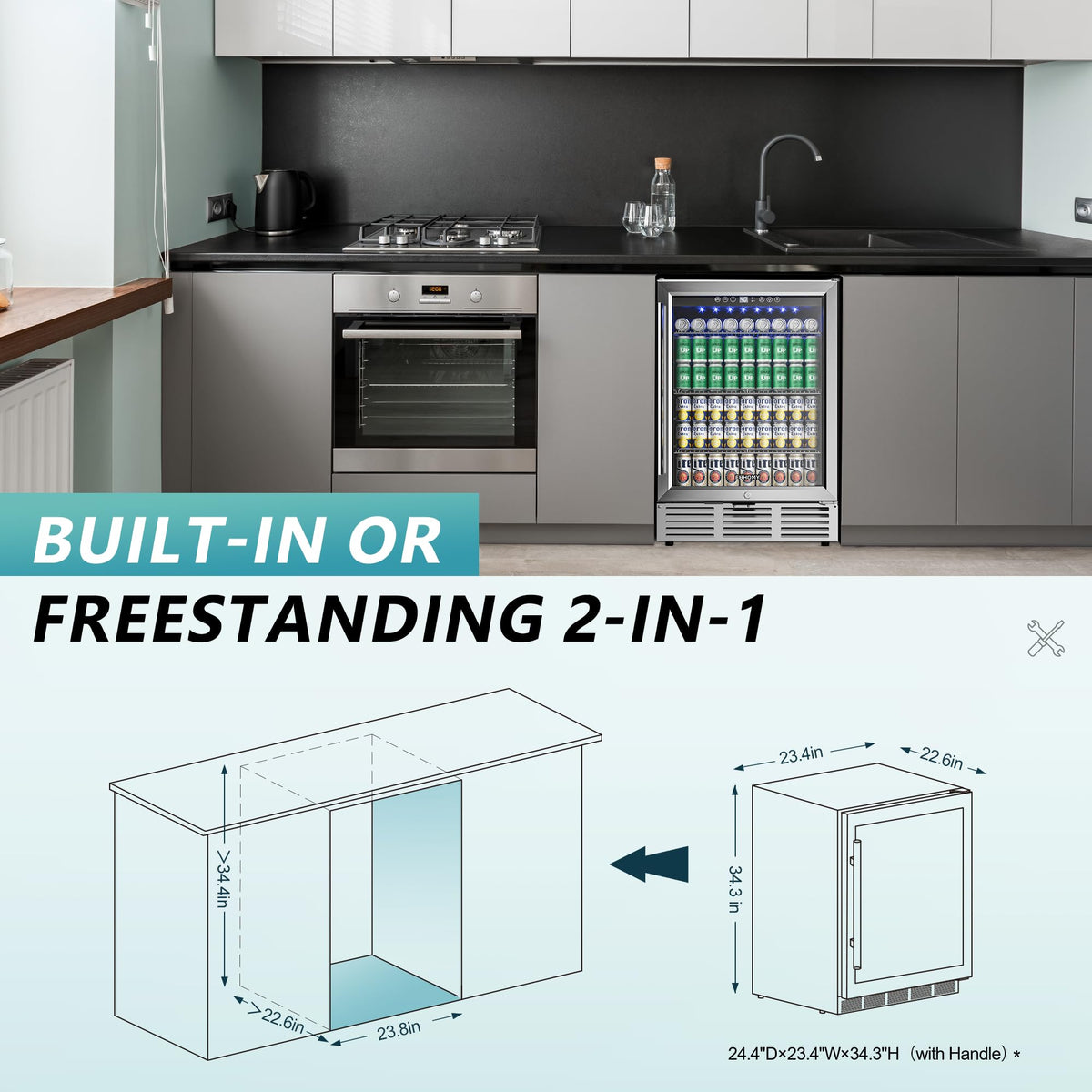 EUHOMY 24 Can Mini Fridge, 18L Beverage Refrigerator with Quiet Compressor Jansha Store
