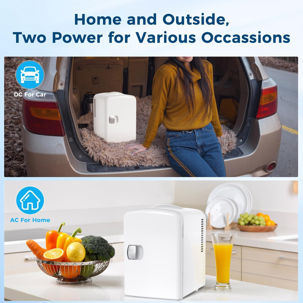 Antarctic Star Compact Refrigerator,Small Cooler for Cosmetics, Beverage and Food,Portable Mini Fridge,Skin Care 4L Capacity/6 Cans, for Bedroom, Car, Office & Dorm,White Jansha Store