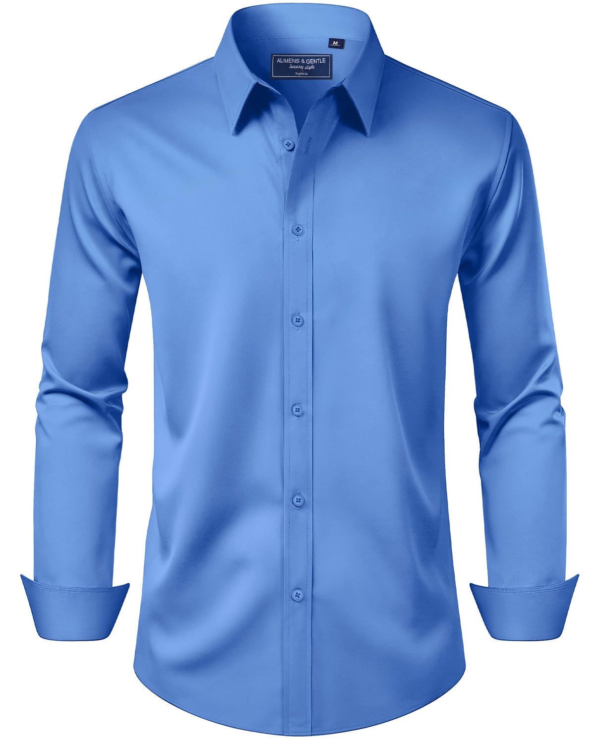 Alimens & Gentle Men's Dress Shirt Regular Fit Stretch Stain Shield Long Sleeve Solid Business Wedding Button Down Shirts Jansha Store