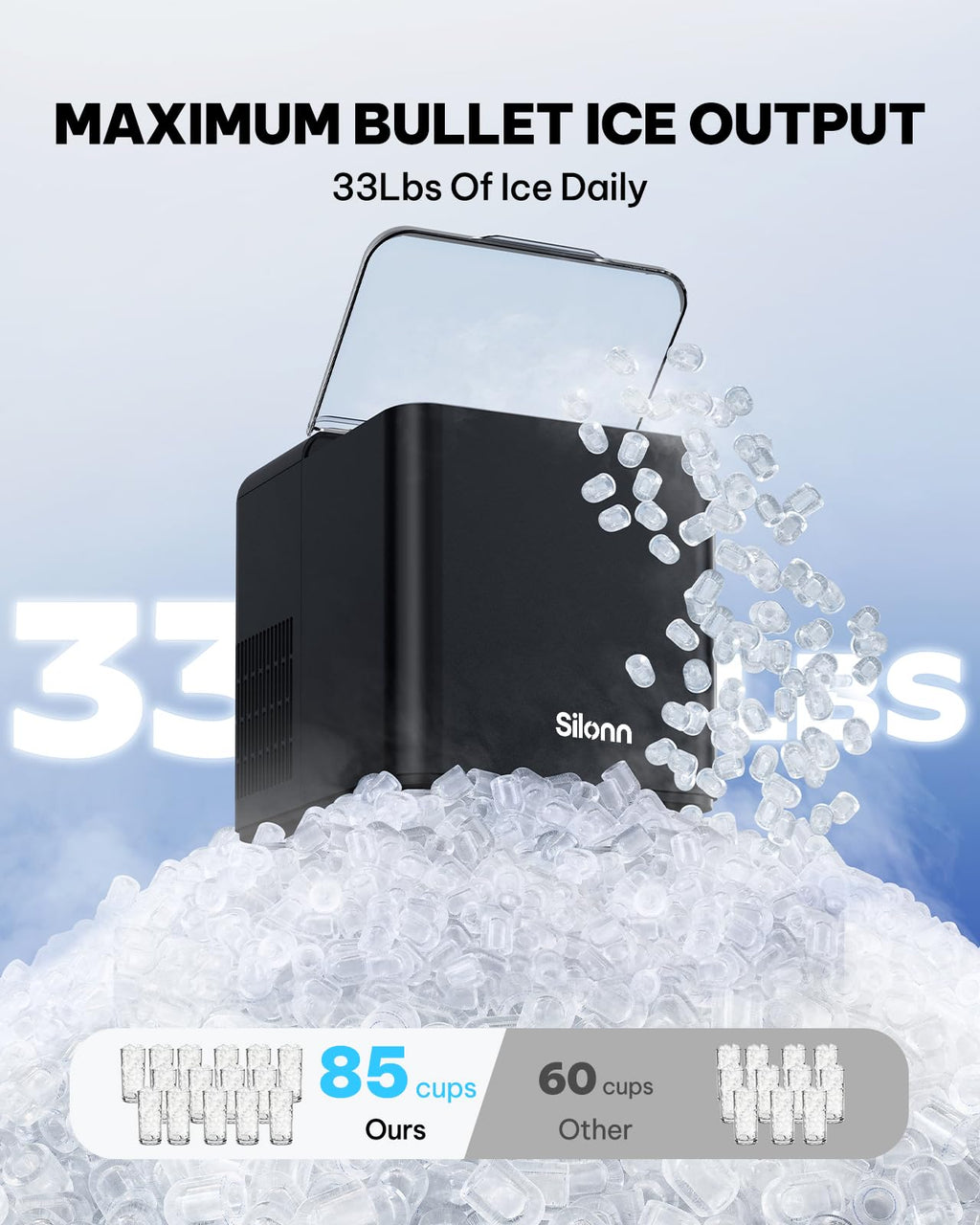 Silonn Ice Maker Countertop, Portable Ice Machine with Carry Handle, Self-Cleaning Ice Makers with Basket and Scoop, 9 Cubes in 6 Mins, 26 lbs per Day, Ideal for Home, Kitchen, Camping, RV Jansha Store