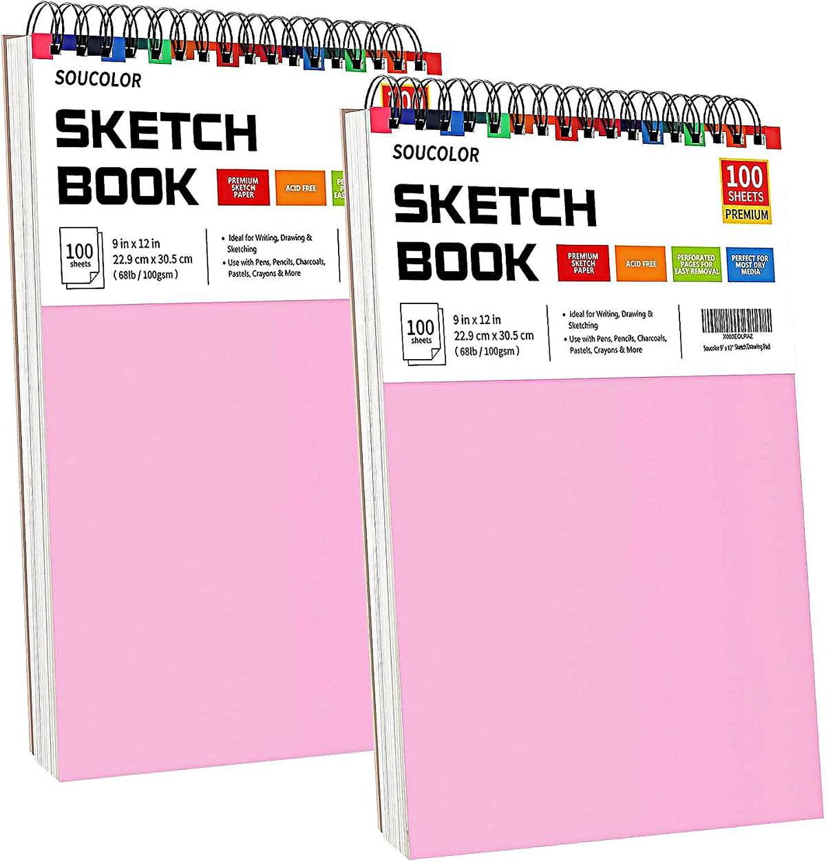 Soucolor Sketch Book 9" x 12", 100 Sheets Kids Art Sketchbook Drawing Pad Jansha Store