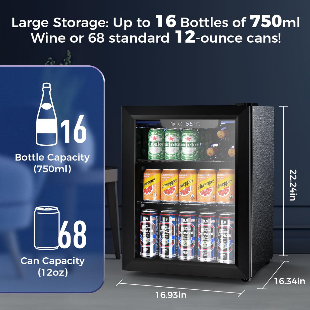 Electactic Mini Fridge 130 Can Beverage Refrigerator Cooler, 3.2 Cu.Ft Drink Fridge for Soda Wine Beer, Adjustable Temperature Control for Home Office, Black Jansha Store
