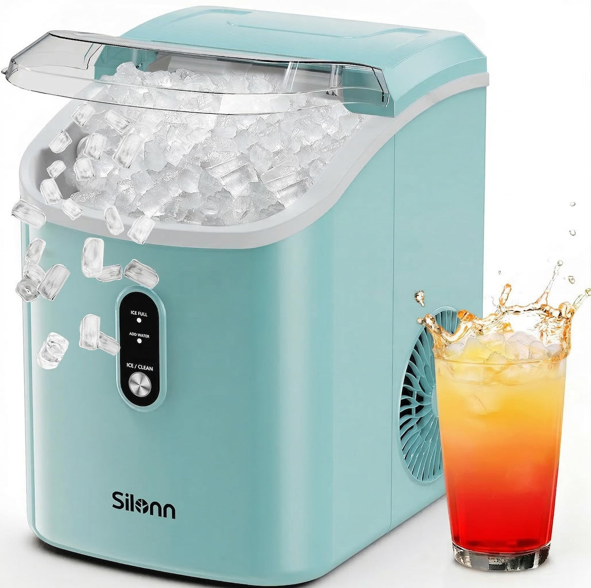 Silonn Ice Maker Countertop, 9 Cubes Ready in 6 Mins, 26lbs in 24Hrs, Self-Cleaning Ice Machine with Ice Scoop and Basket, 2 Sizes of Bullet Ice for Home Kitchen Office Bar Party Jansha Store