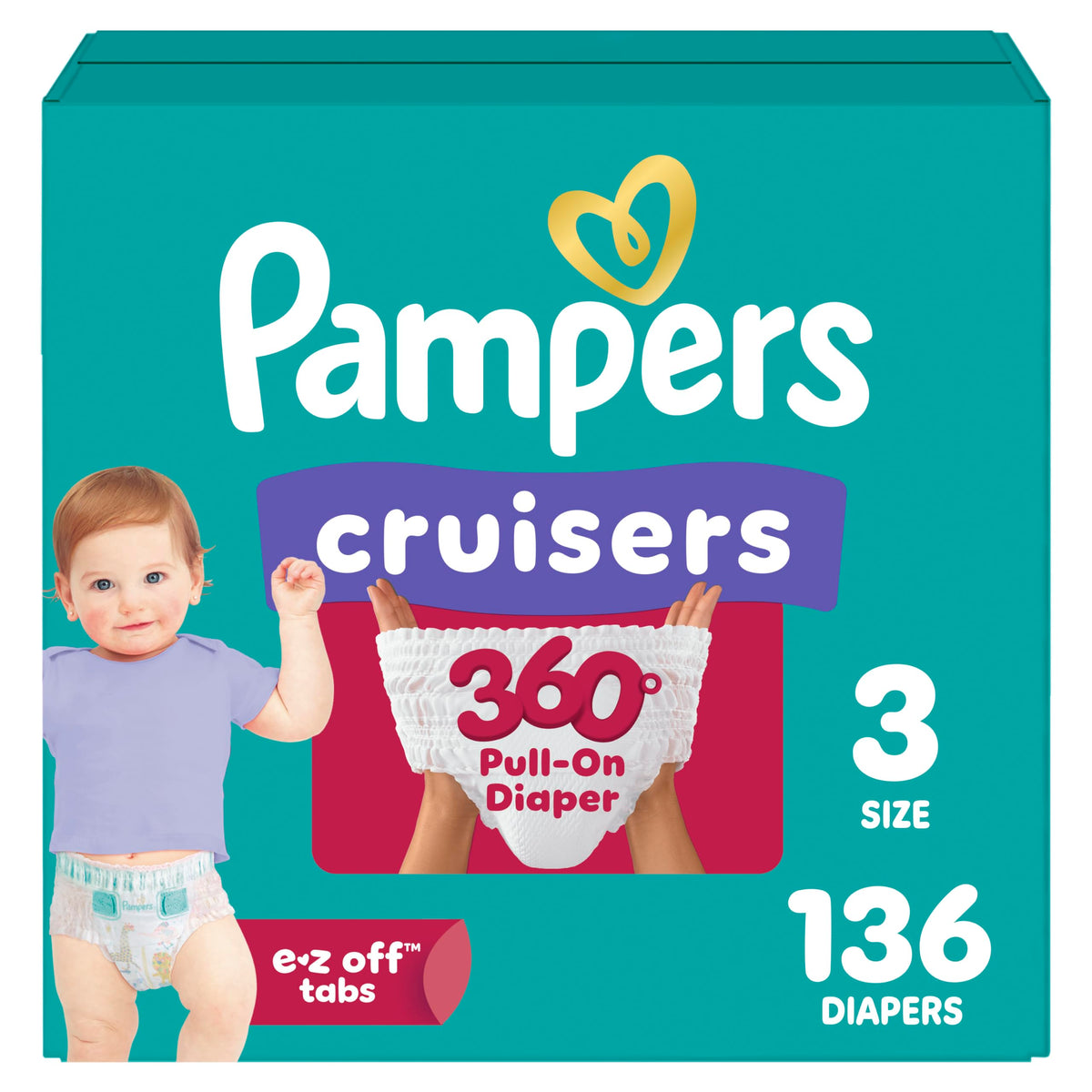 Pampers Diapers - Cruisers 360 - Size 5, 128 Count, up to 100% Leakproof Pull-On Diaper for Active Babies Jansha Store
