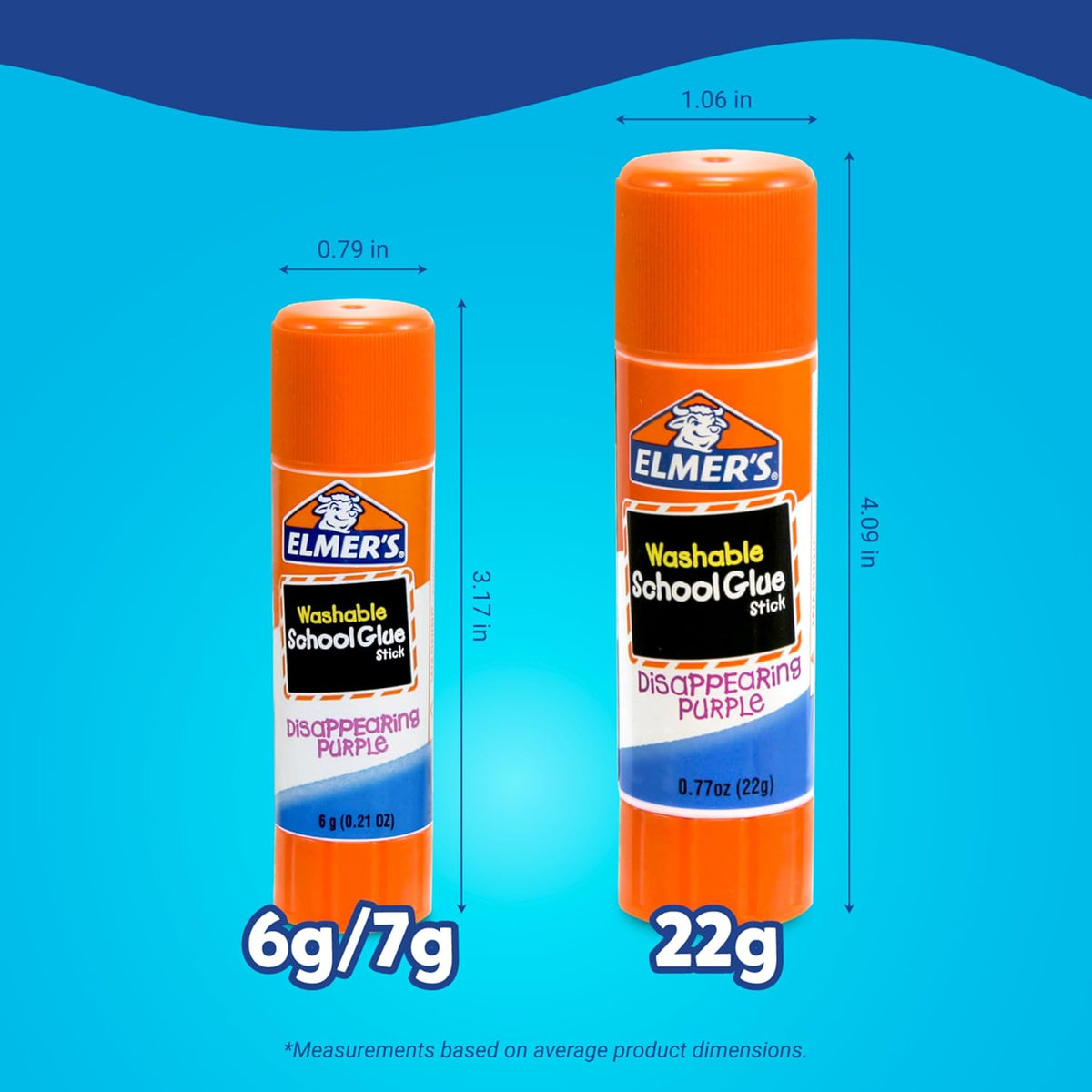 Elmer's Disappearing Purple School Glue Sticks, Washable, 22 Grams, 3 Count - Poster, Vision Board, Back to School Supplies, #1 Teacher Brand Jansha Store