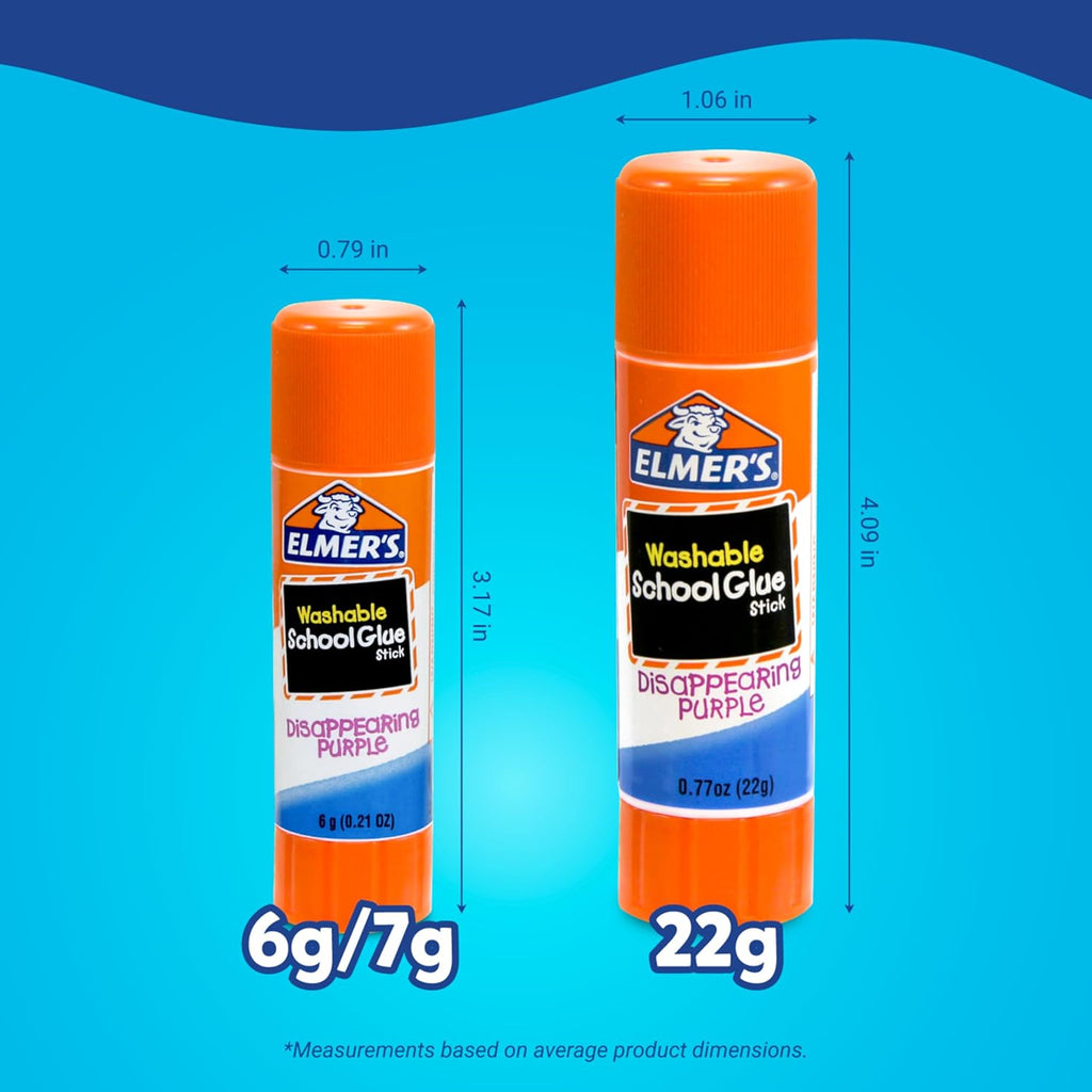 Elmer's Disappearing Purple School Glue Sticks, Washable, 6 Grams, 12 Count - Arts & Crafts, Poster, Projects, Back to School, #1 Teacher Brand Jansha Store