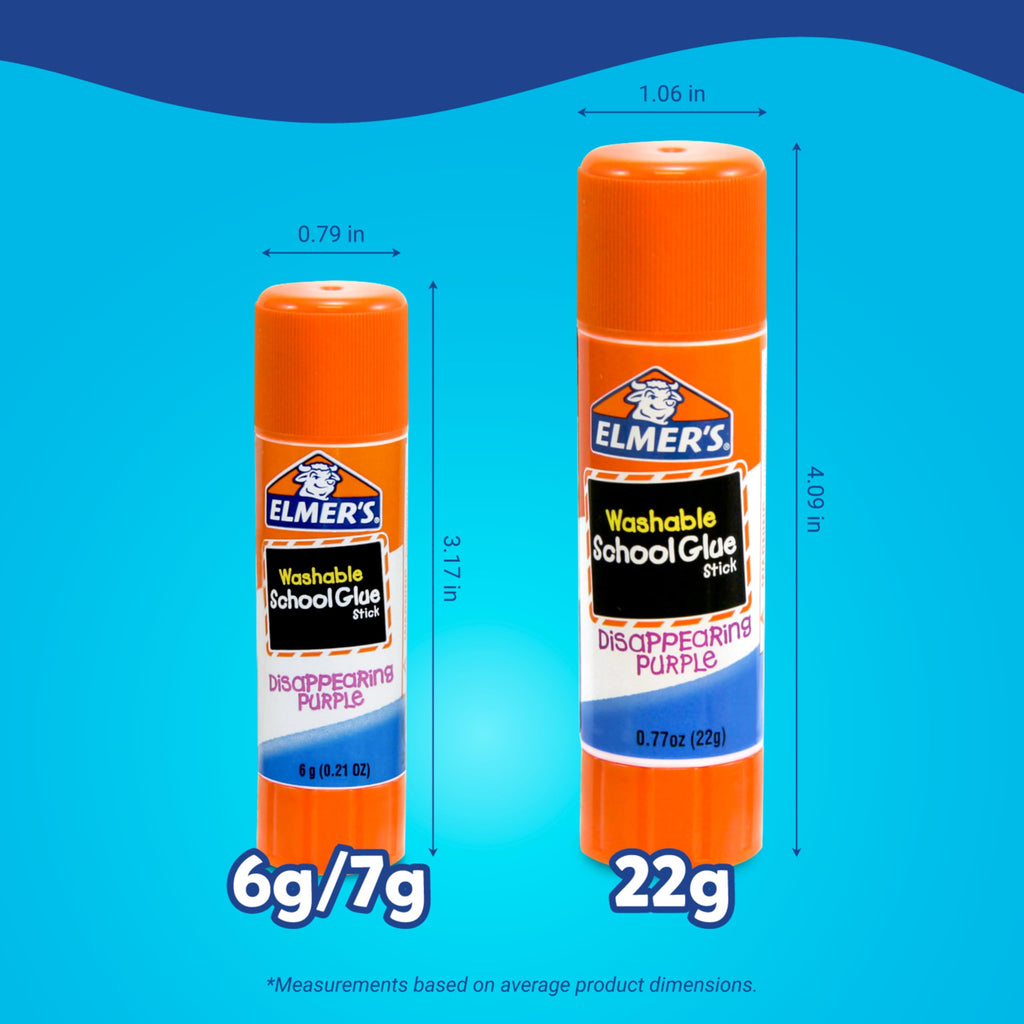 Elmer's Disappearing Purple School Glue Sticks, Washable, 22 Grams, 3 Count - Poster, Vision Board, Back to School Supplies, #1 Teacher Brand Jansha Store