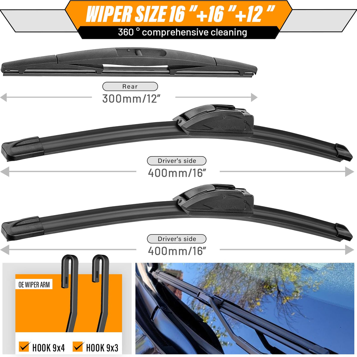 AUTOBOO Windshield Wiper Blade Replacement for Toyota RAV4 Mazda 5 Jansha Store