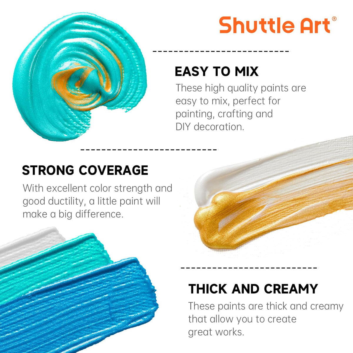 Shuttle Art Acrylic Paint, 36 Colors Acrylic Paint Set with Brushes & Palette, 2oz/60ml Bottles, Rich Pigments Non-toxic for Artists Kids & Adults, Painting on Canvas Rocks Ceramic Wood Jansha Store