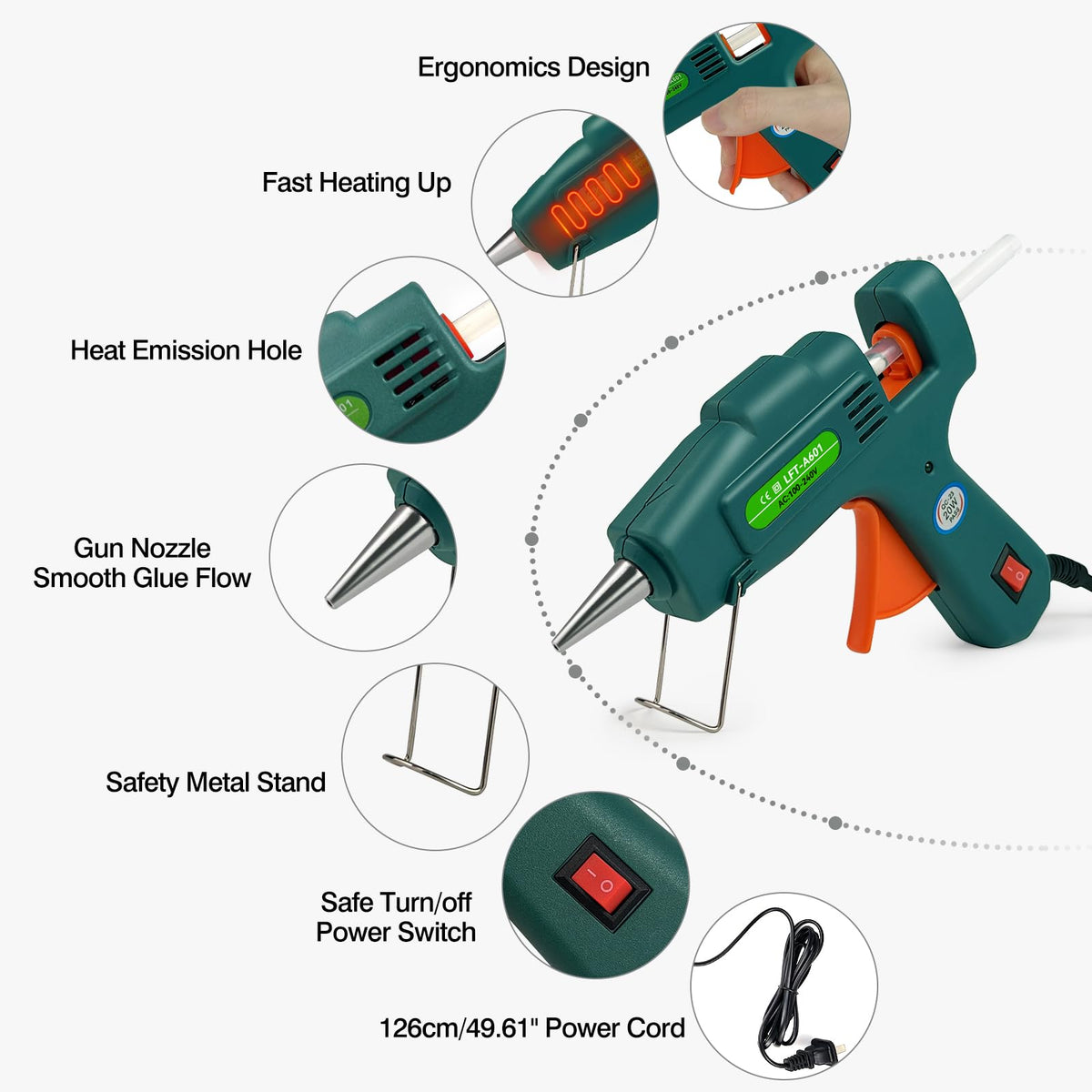 SHJADE Hot Glue Gun with 30 Glue Sticks, 20W Mini Hot Melt Gun Kit(White) Jansha Store