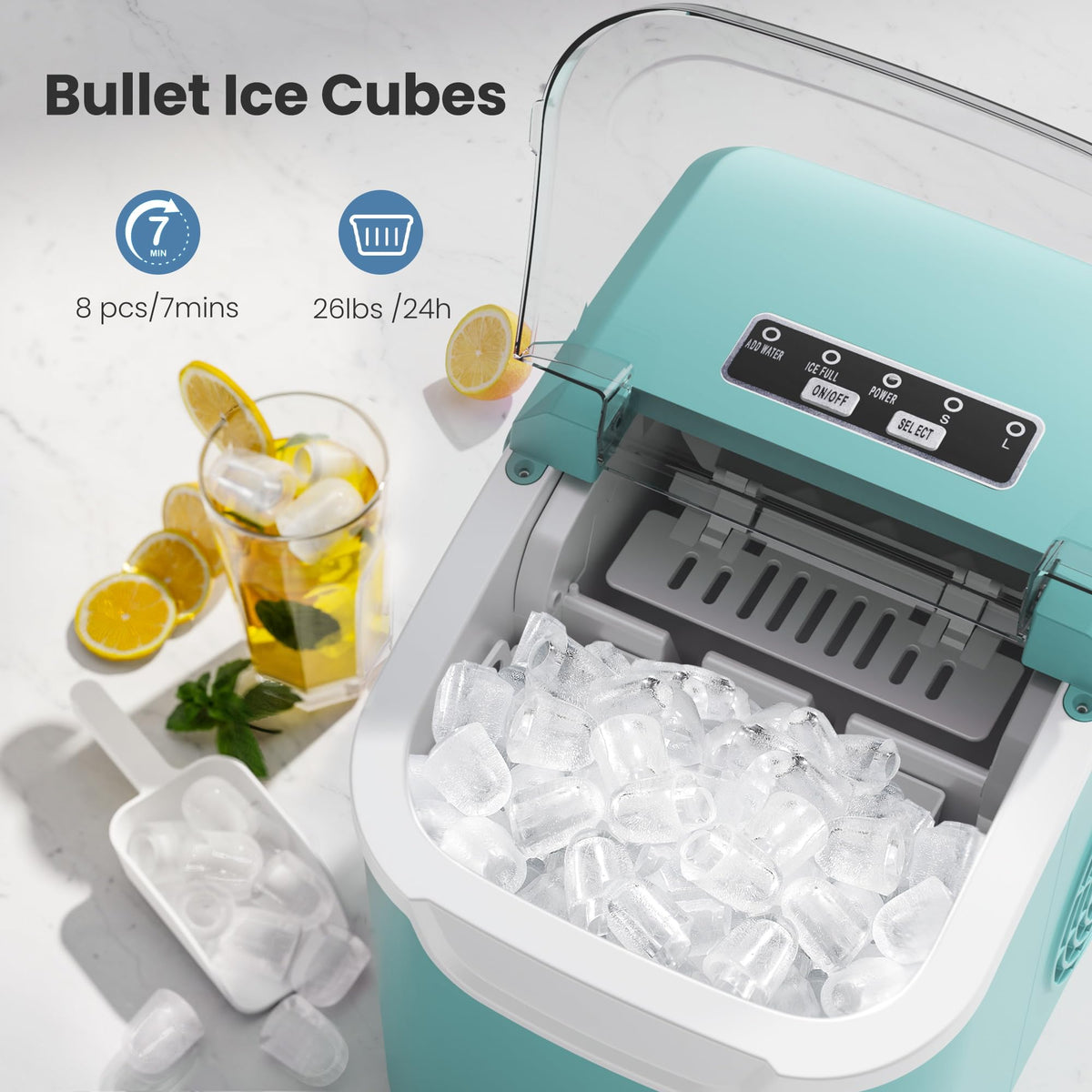 Crzoe Countertop Ice Maker, 26Lbs/24H,2 Sizes of Ice, Self-Cleaning,Black Jansha Store