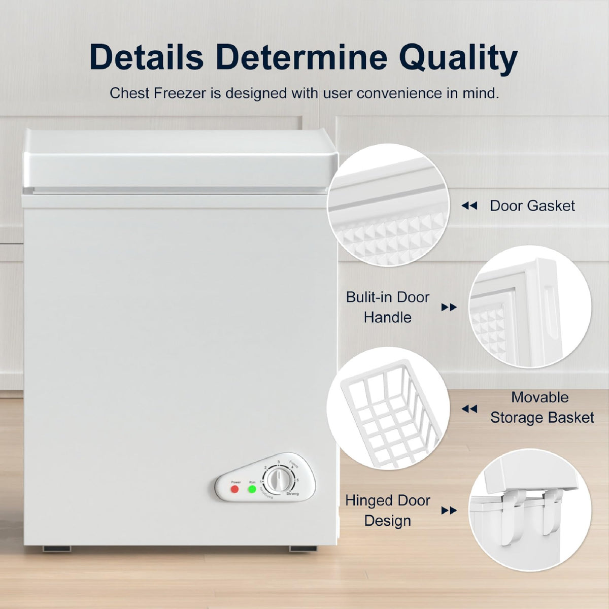 TABU 5.0 Cubic Feet Chest Freezer, Compact Deep Freezer, Black Jansha Store