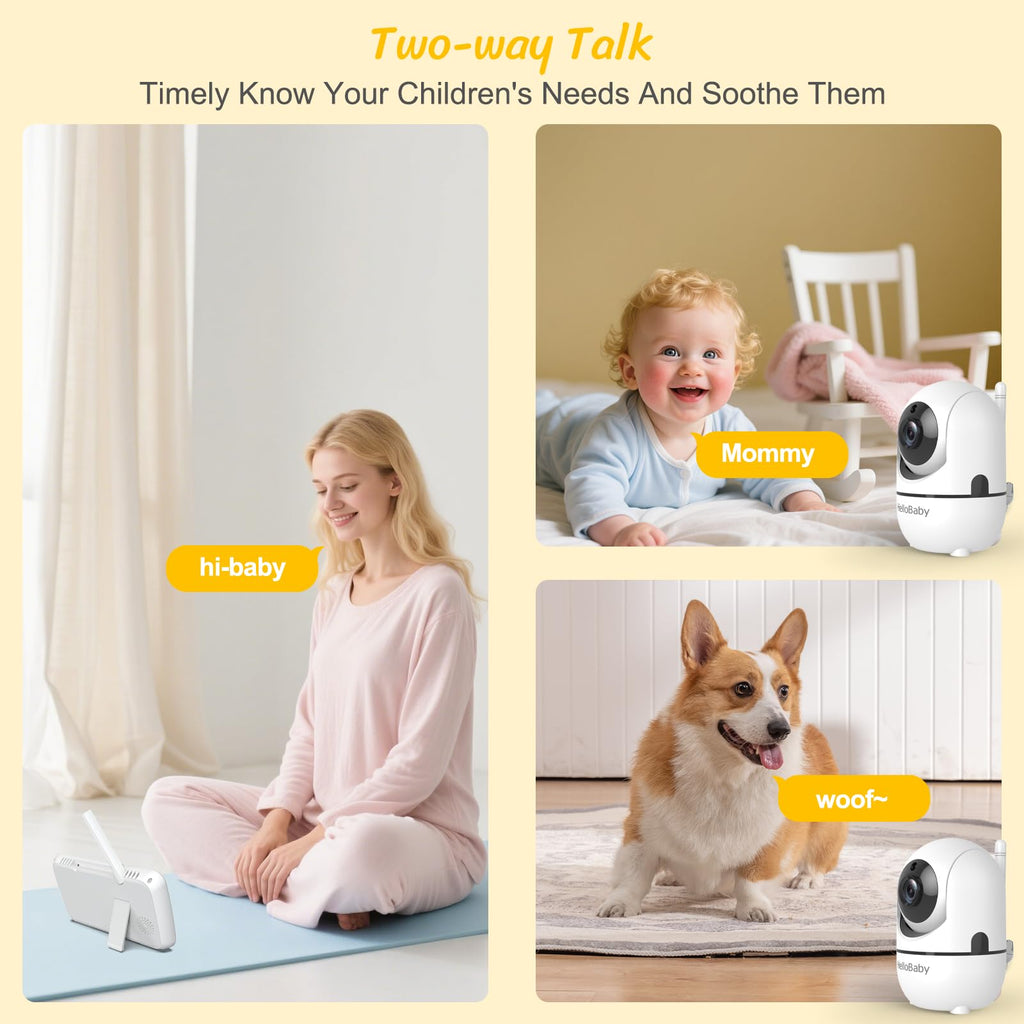 HelloBaby No WiFi Baby Monitor Camera and Audio HB6550, 5" Video Screen Jansha Store