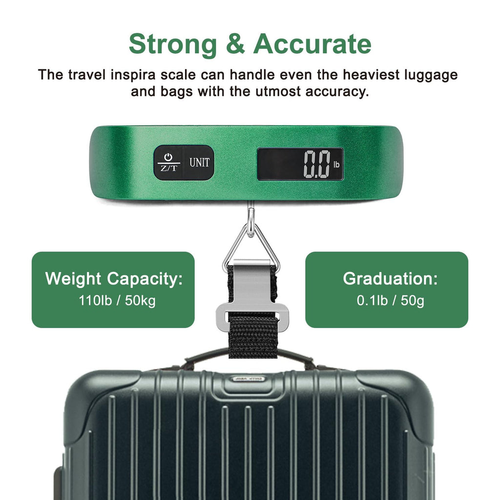 travel inspira Digital Luggage Scale – Portable Hanging Suitcase Weight Scale for Travel, 110 lb Capacity, Backlit LCD Display, Prevents Airport Overweight Fees, Battery Included Jansha Store